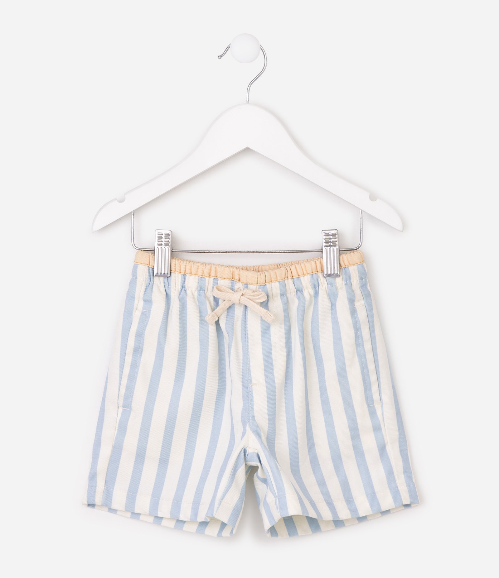 Bermuda Infantil com Cós Contrastante e Listras - Tam 1 a 6 Anos Branco/Azul 7