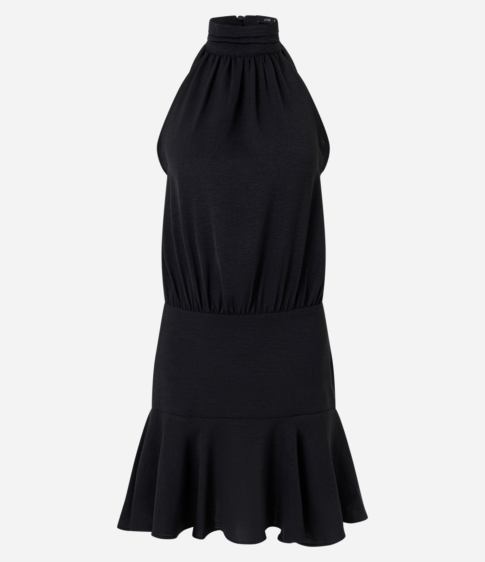 Vestido Halter Neck com Babado na Barra Preto 1