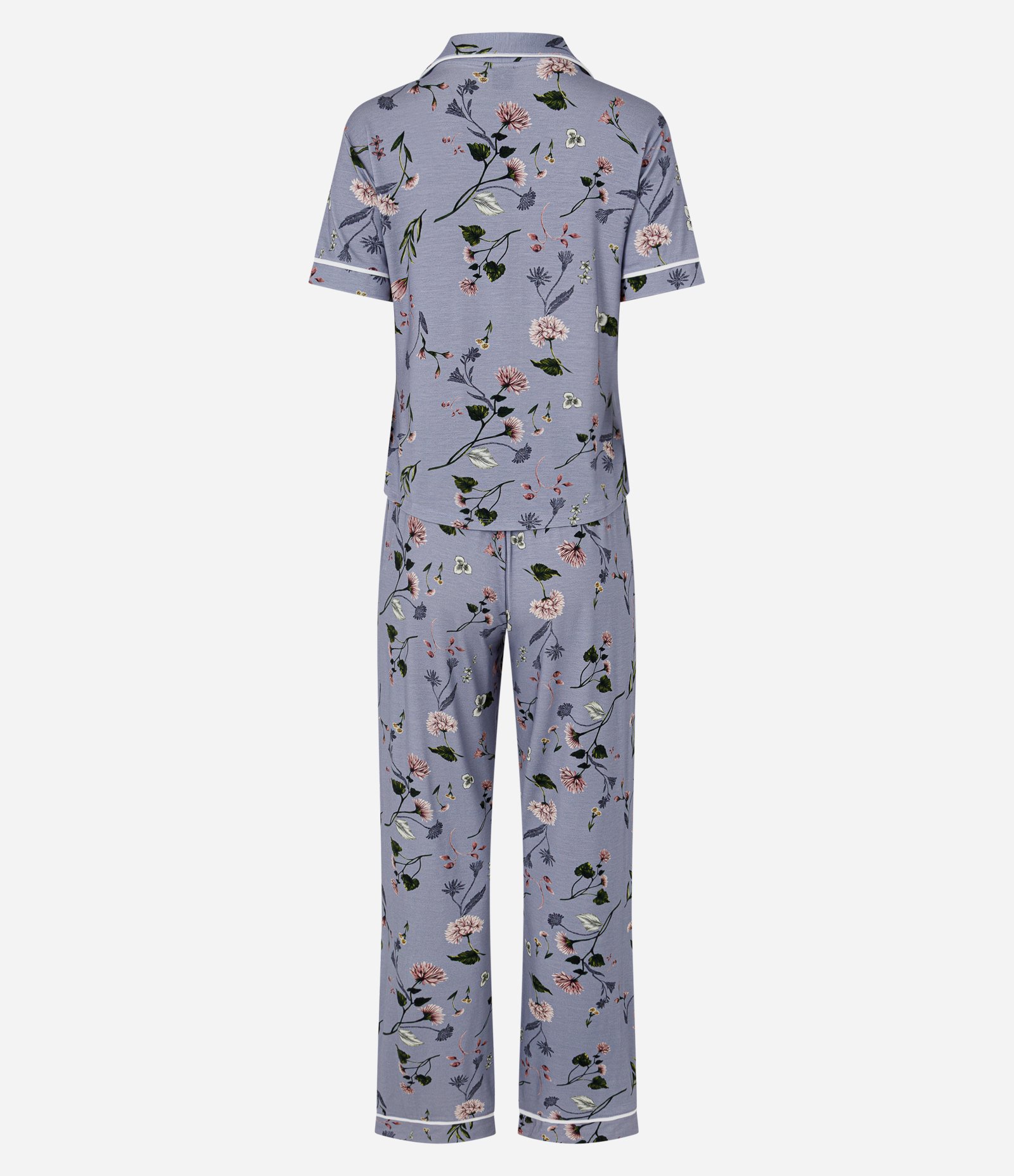 Pijama Americano em Viscolycra com Estampa Floral Cinza 2