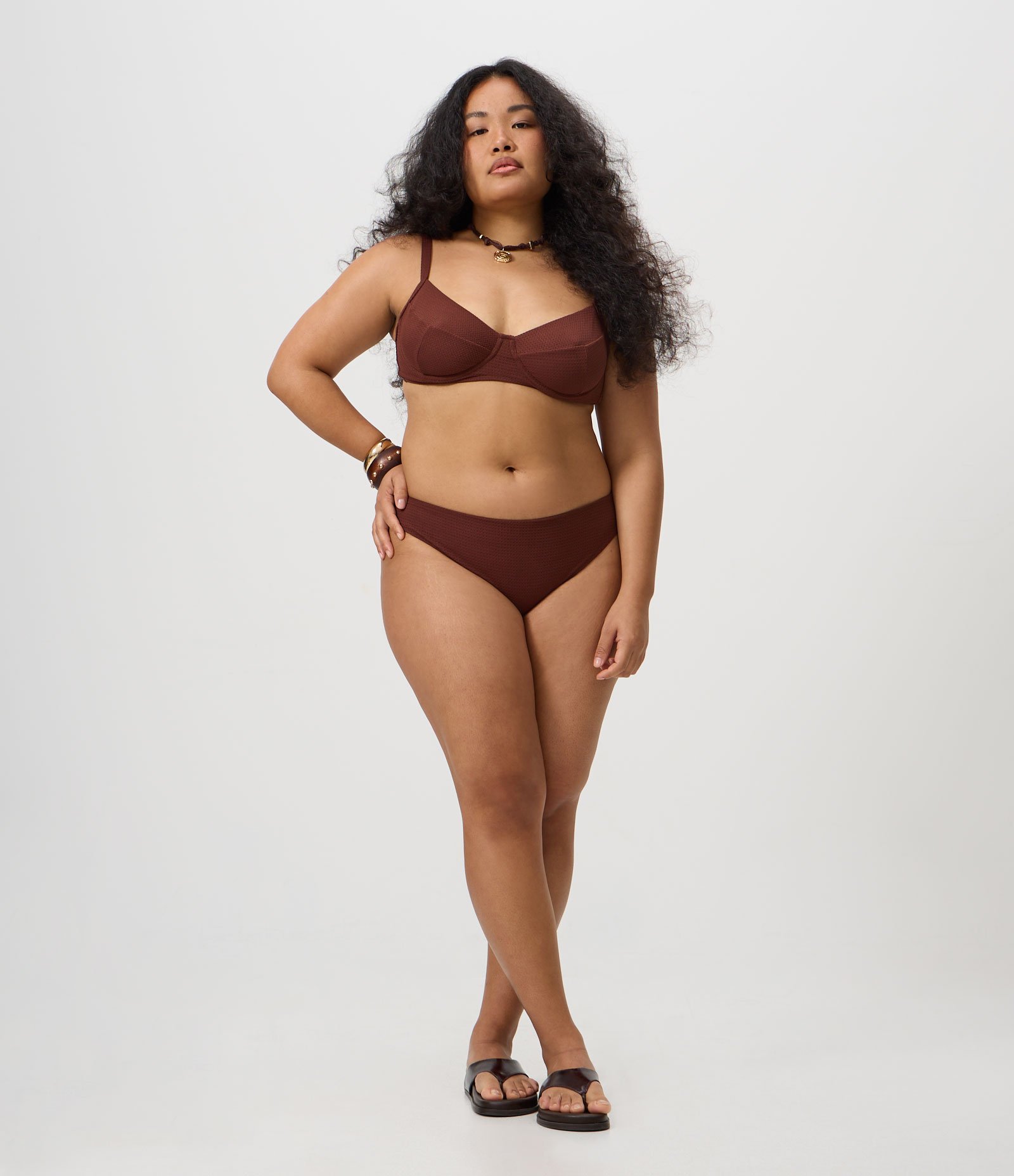 Biquíni Top Camisetinha Texturizado Curve & Plus Size Marrom 2