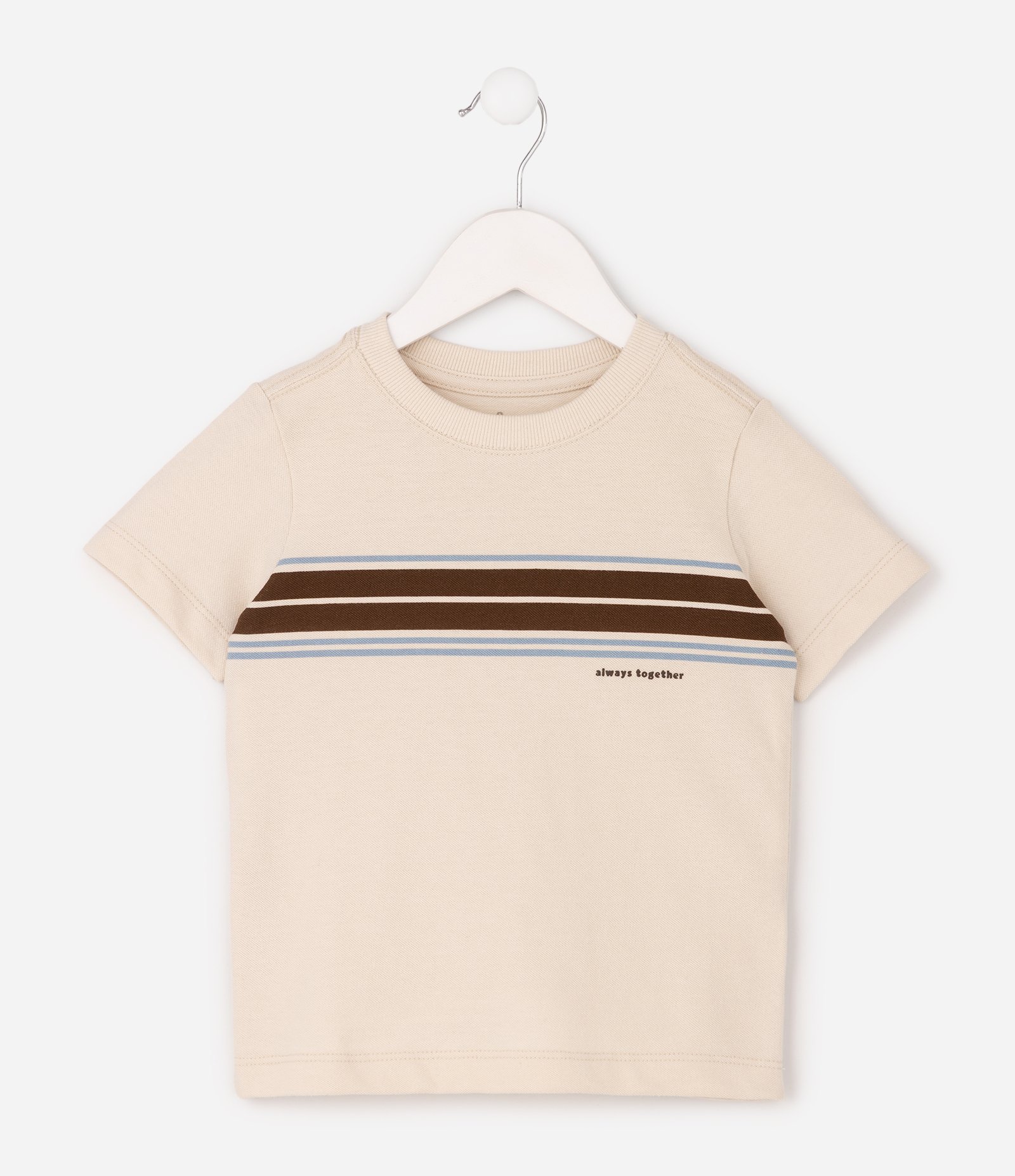 Camiseta Infantil em Piquet com Lettering - Tam 1 a 6 Anos Bege 4