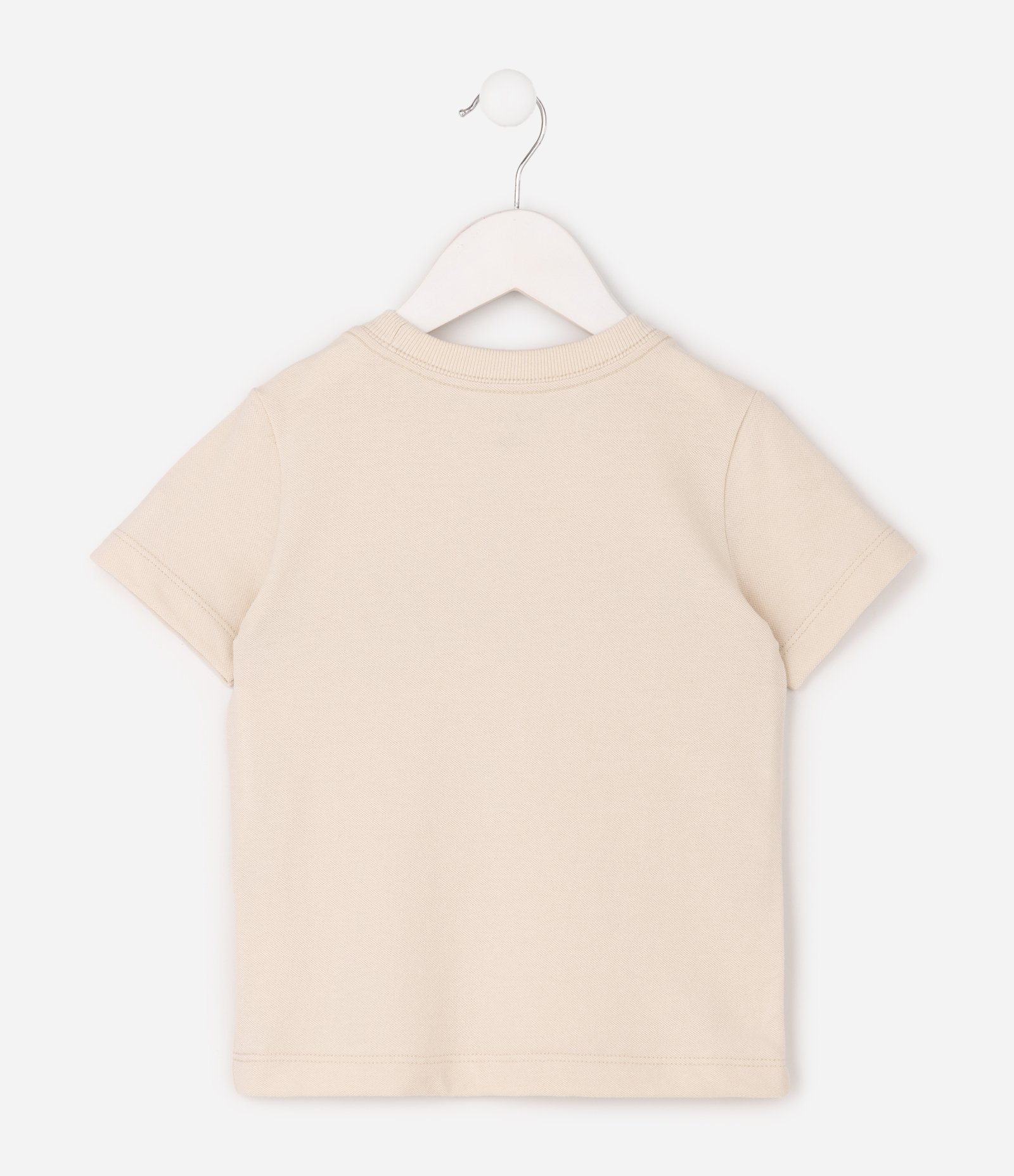 Camiseta Infantil em Piquet com Lettering - Tam 1 a 6 Anos Bege 5