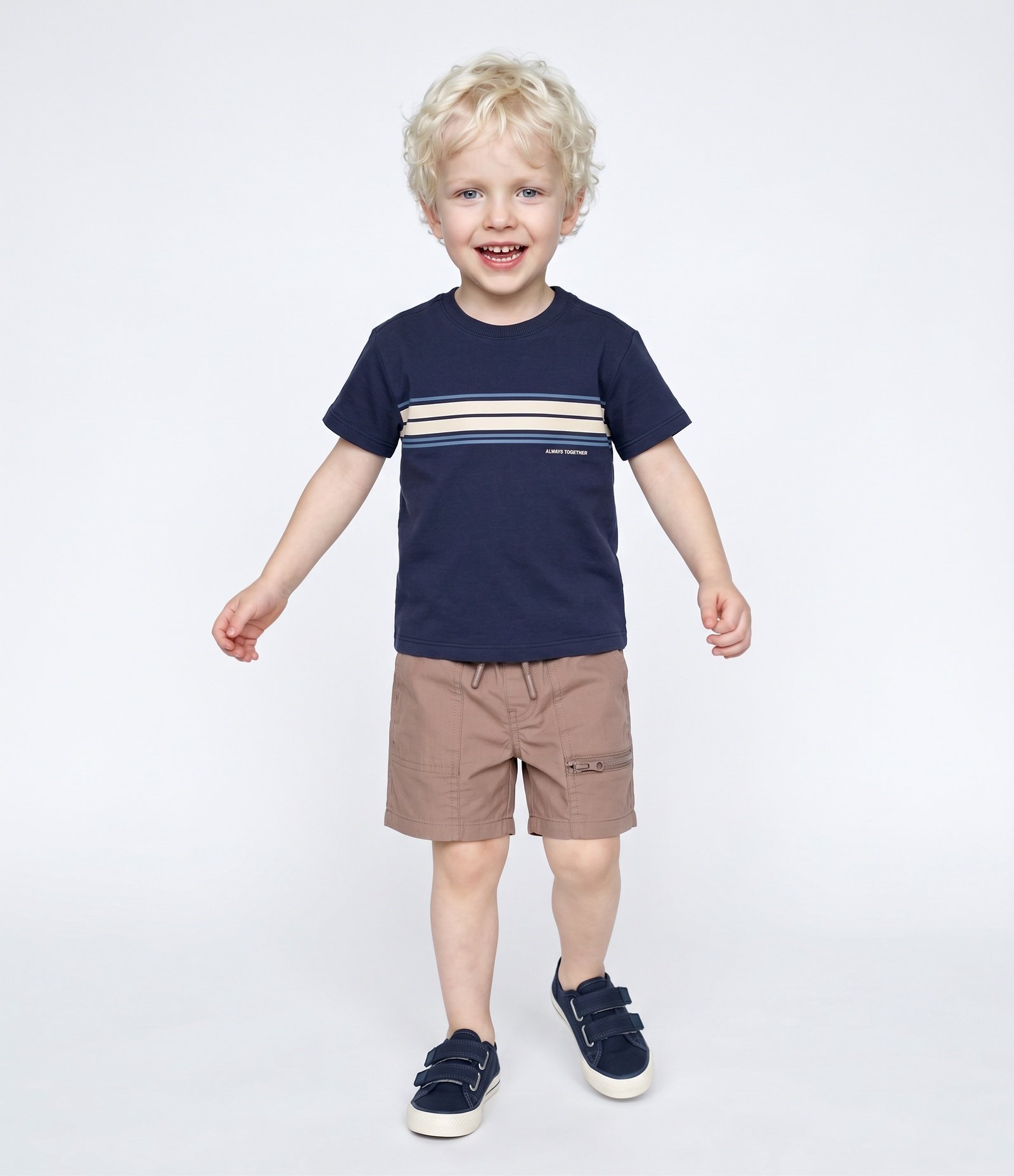 Camiseta Infantil em Piquet com Lettering - Tam 1 a 6 Anos Azul 1