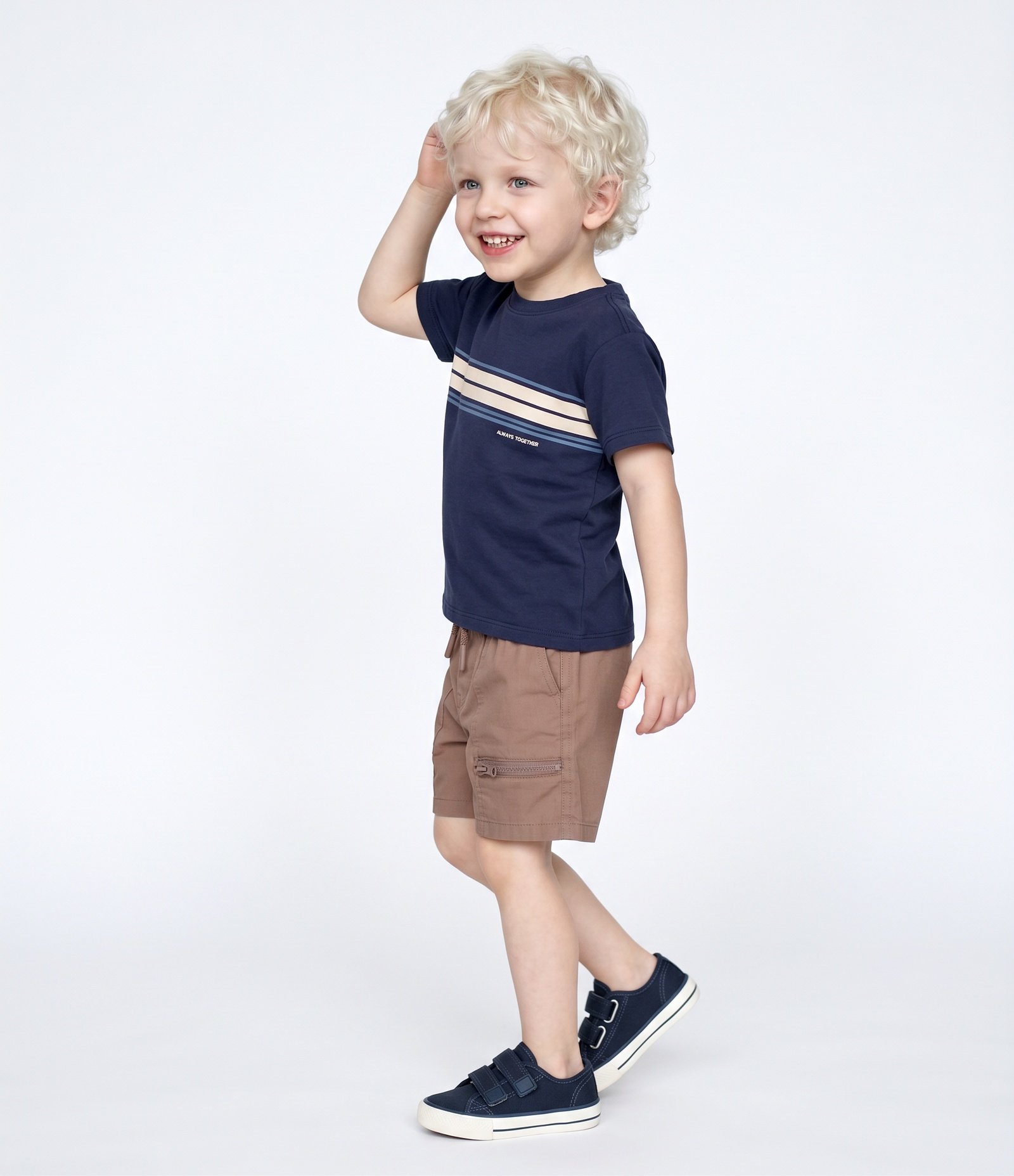 Camiseta Infantil em Piquet com Lettering - Tam 1 a 6 Anos Azul 2