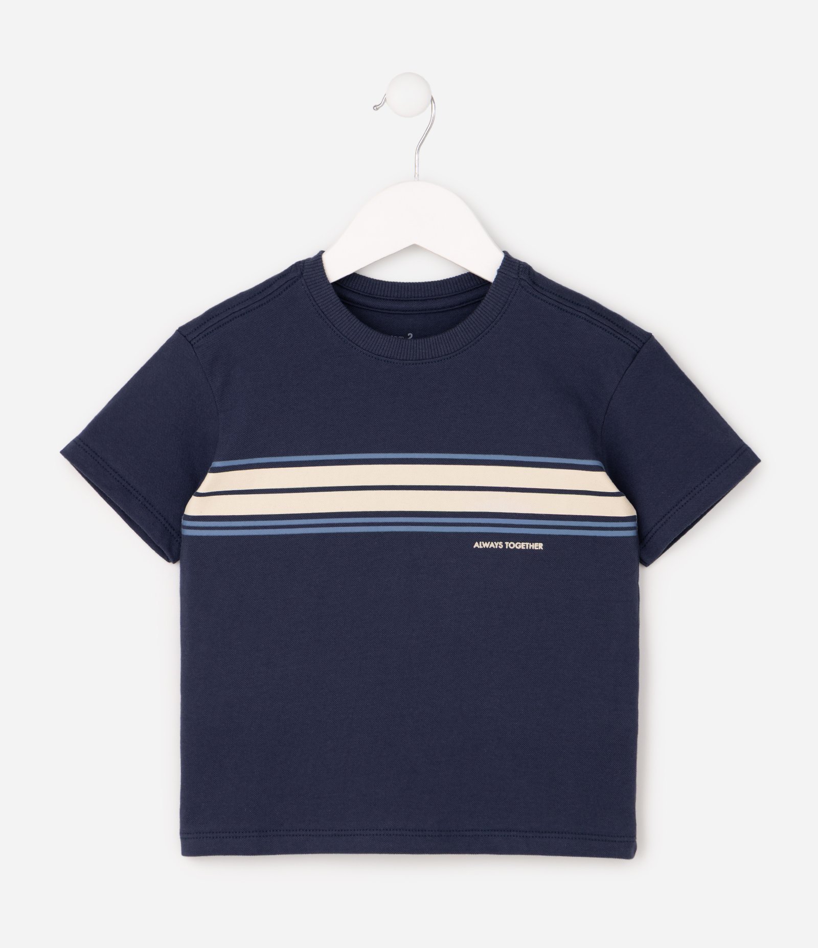 Camiseta Infantil em Piquet com Lettering - Tam 1 a 6 Anos Azul 7