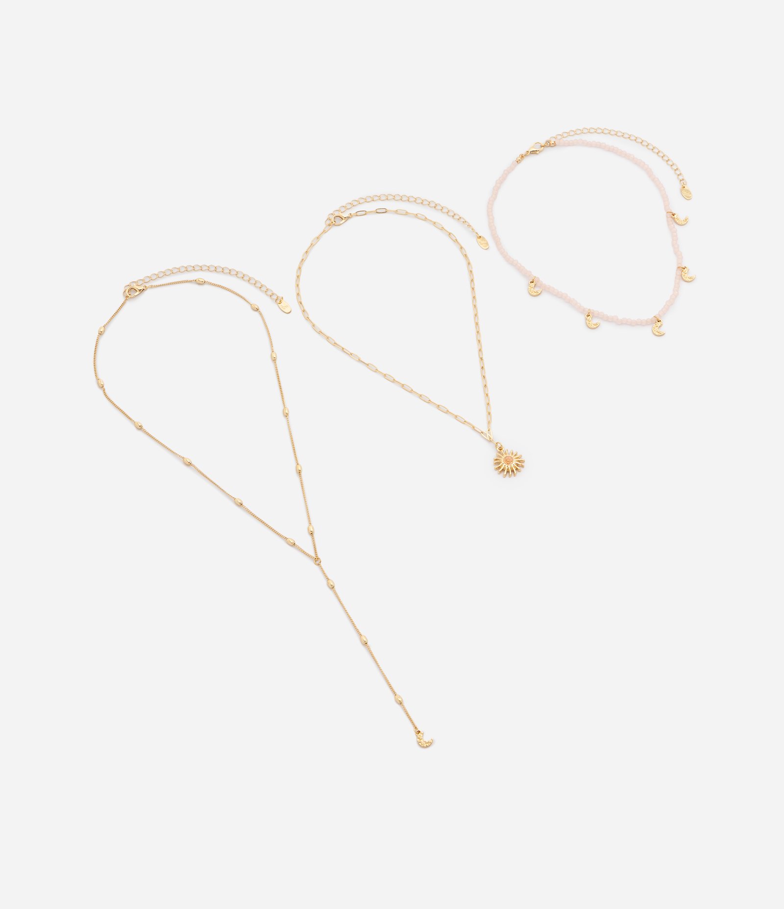 Colar em Camadas com Pingentes de Sol e Lua Dourado 2