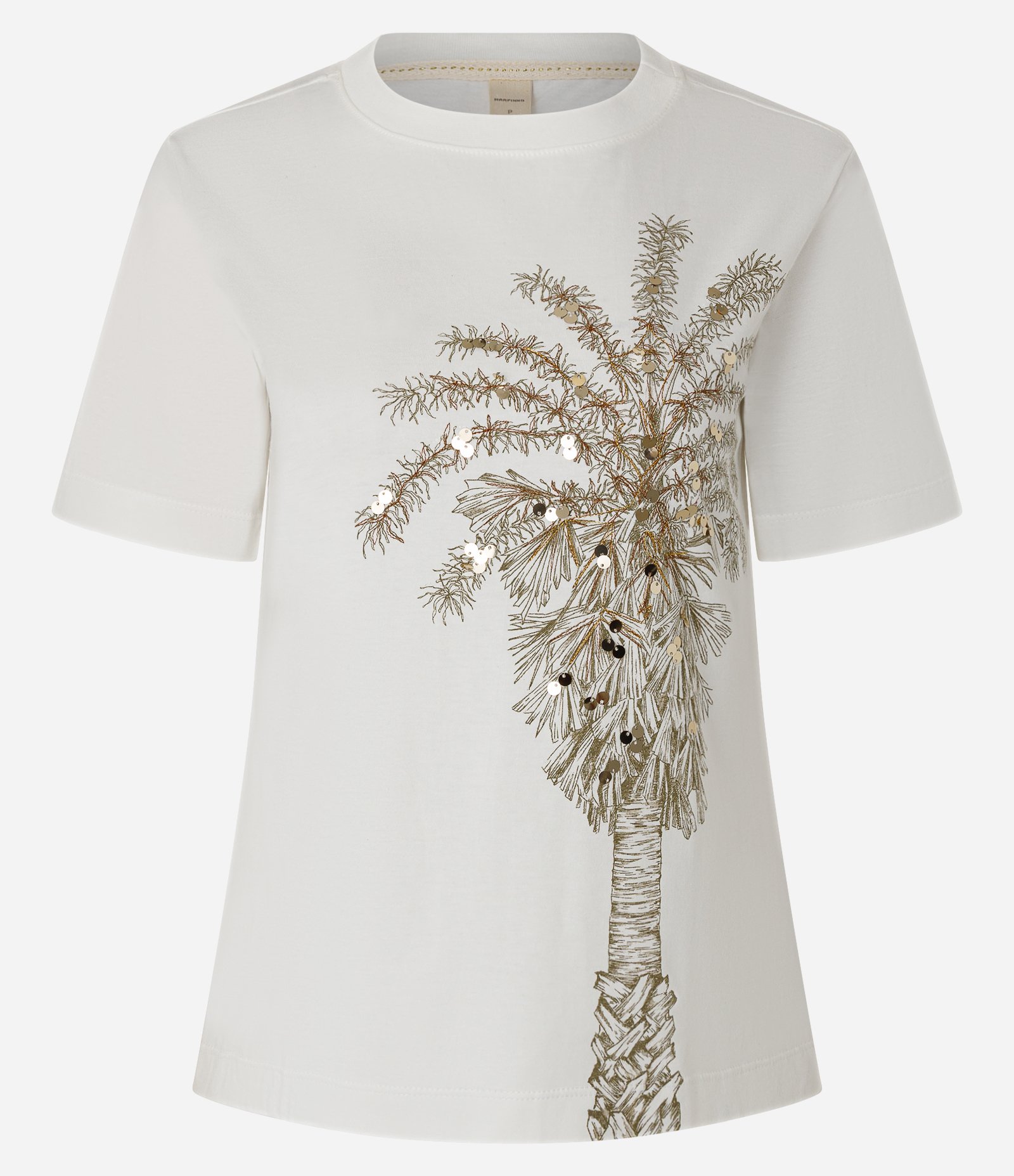 Blusa em Algodão com Bordado de Coqueiro e Aplicação de Paetês Branco 1
