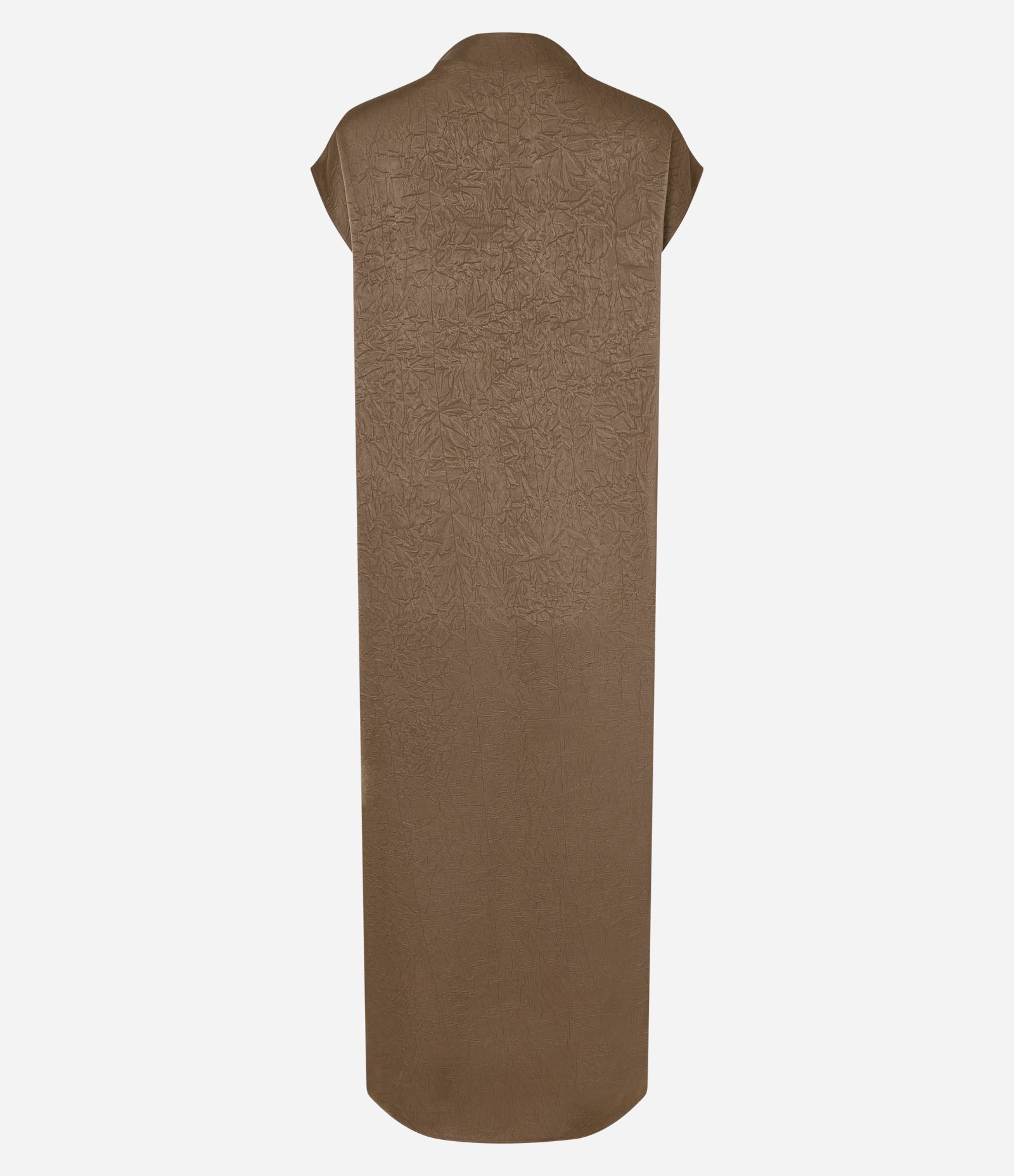 Vestido Túnica Acetinado com Fechamento Frontal Marrom 2