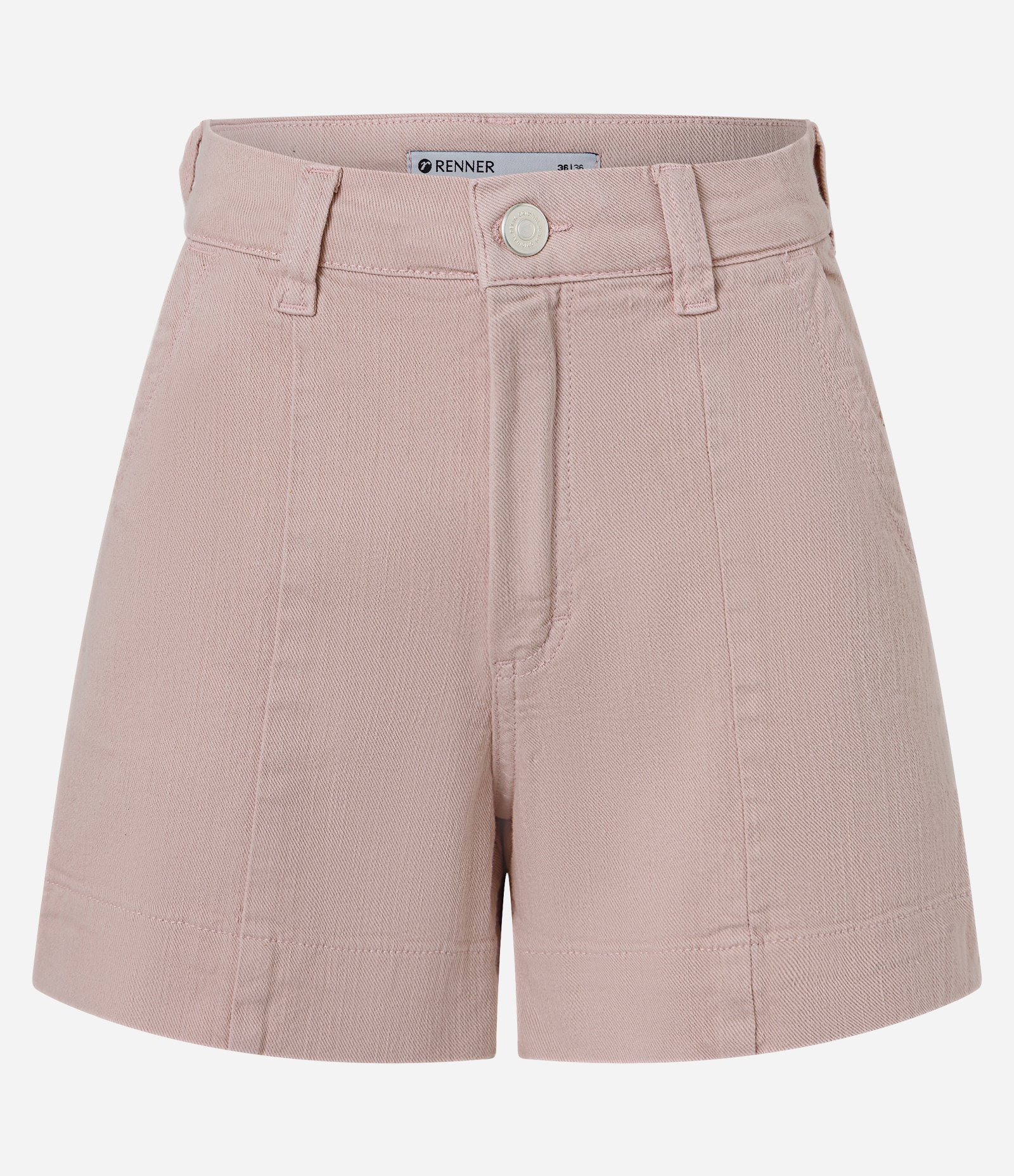 Short Regular em Sarja com Cintura Alta e Bolso Faca Rosa 6