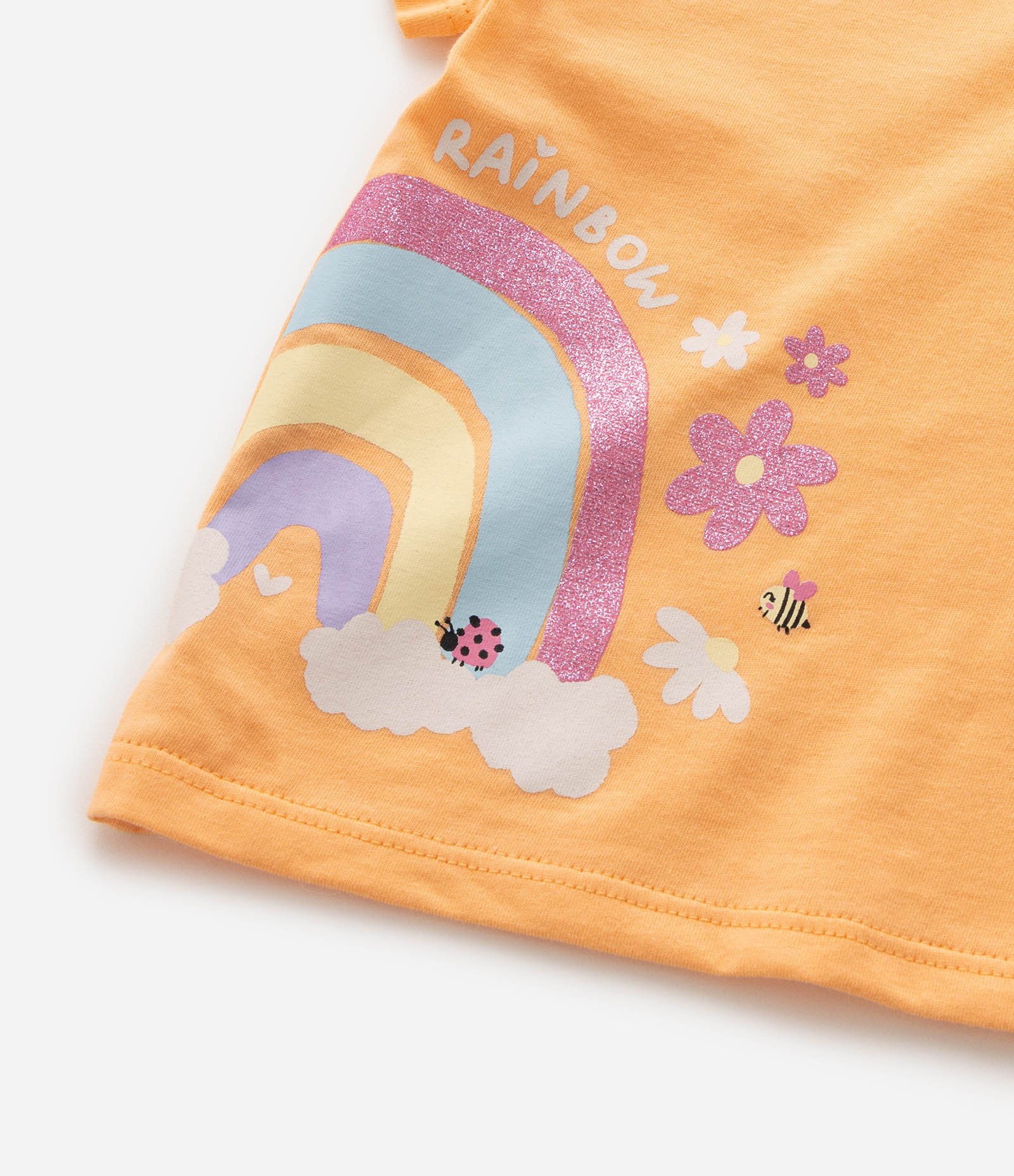 Camiseta Infantil Em Algodão Poim Estampa Unicórnio com Bolsinho - Tam 1 a 6 Anos Amarelo 6