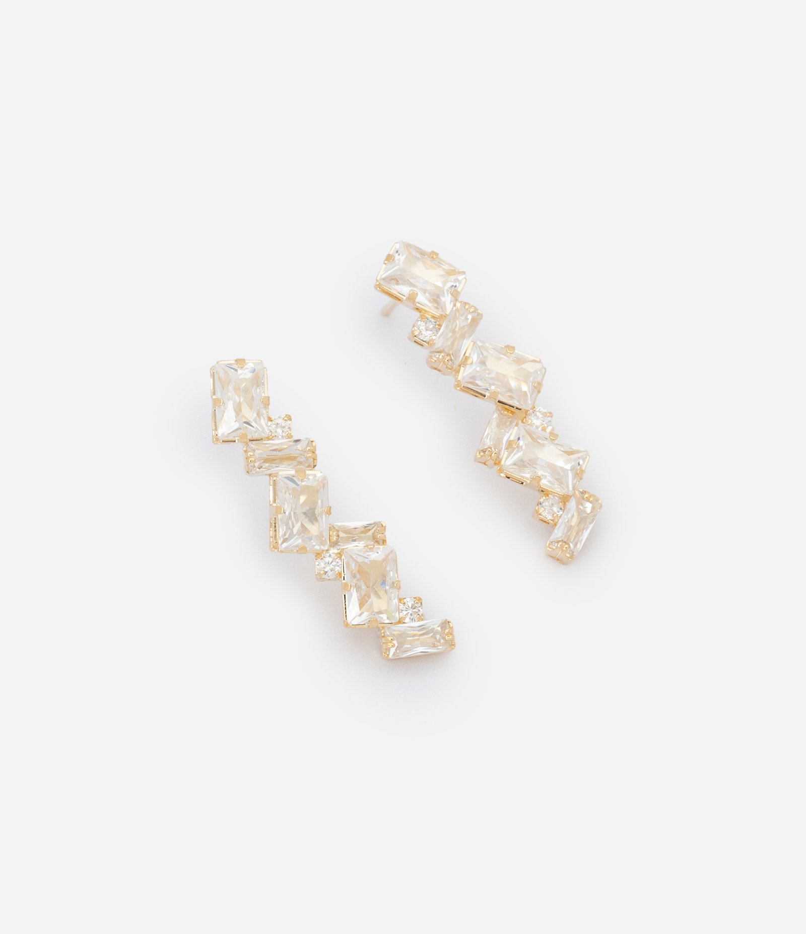 Brinco Pequeno com Zircônias Geométricas Dourado 1