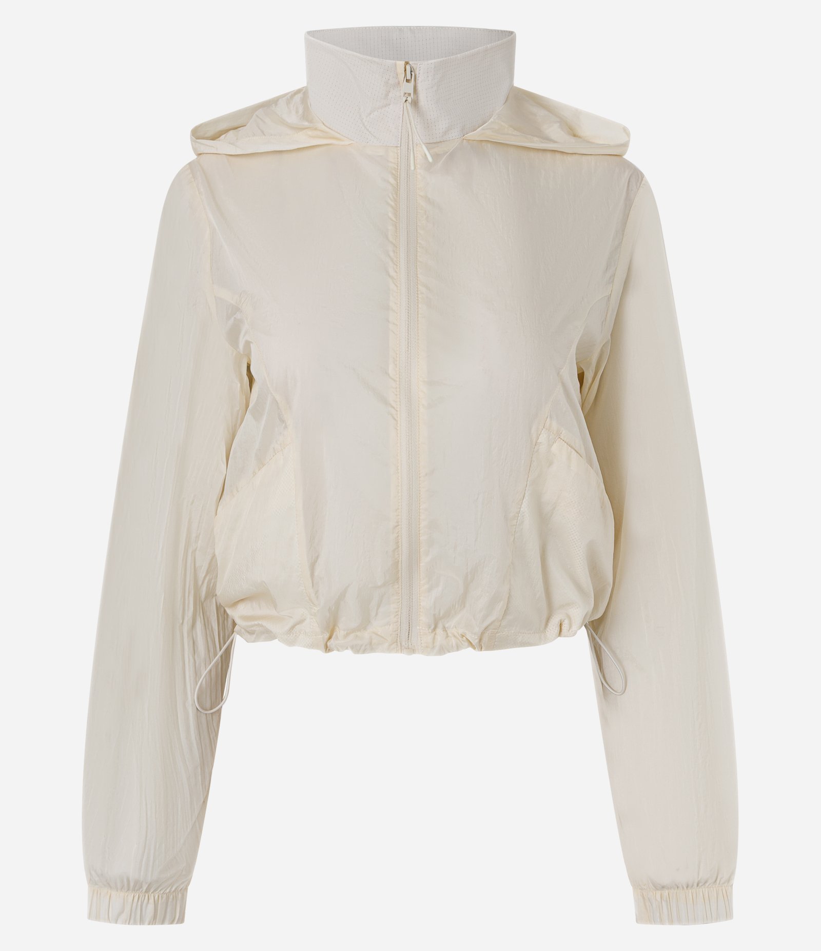 Jaqueta Corta Vento Cropped Esportiva com Saquinho Off White 5