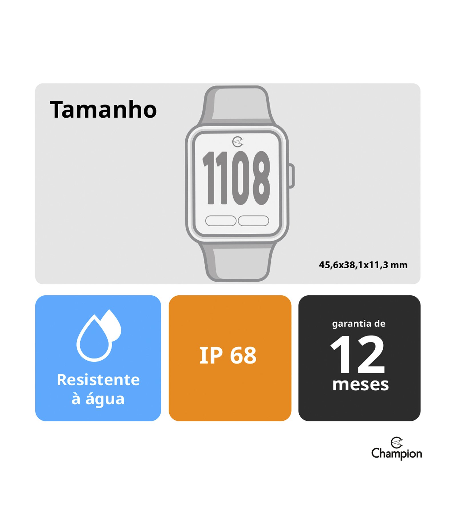 Relógio Analógico Retangular Champion em Silicone CN20373T Preto 4