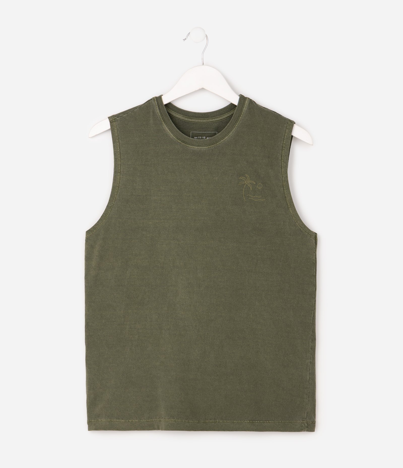 Camiseta Infantil Em Algodão Bordado Localizado com Efeito Lavado - Tam 5 a 16 Anos Verde 1