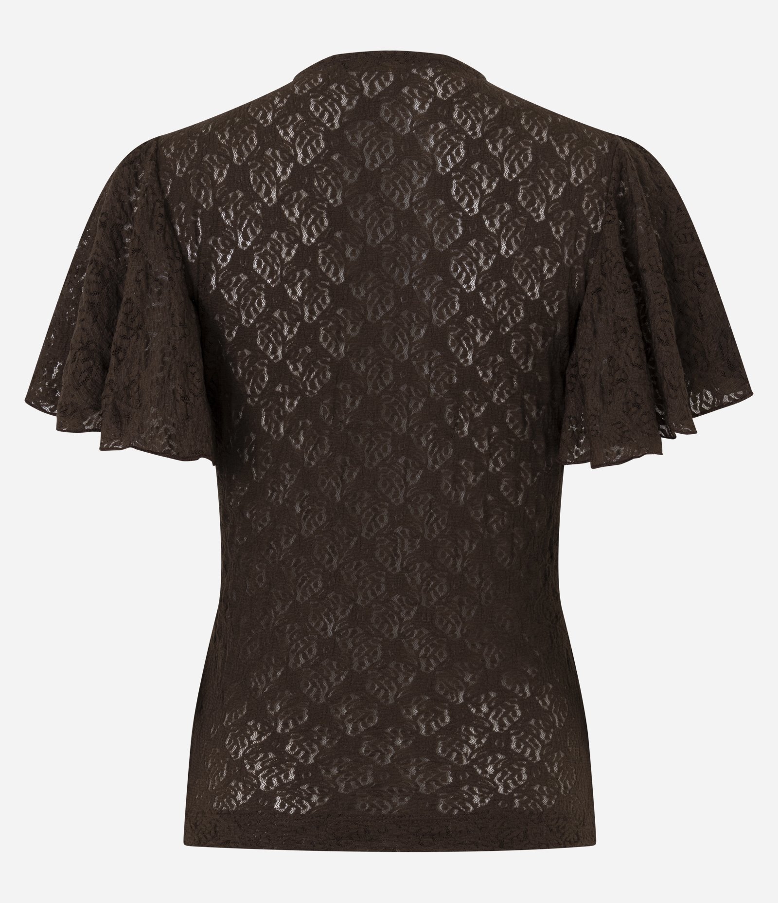 Blusa com Renda Aplicada e Babados Marrom 7