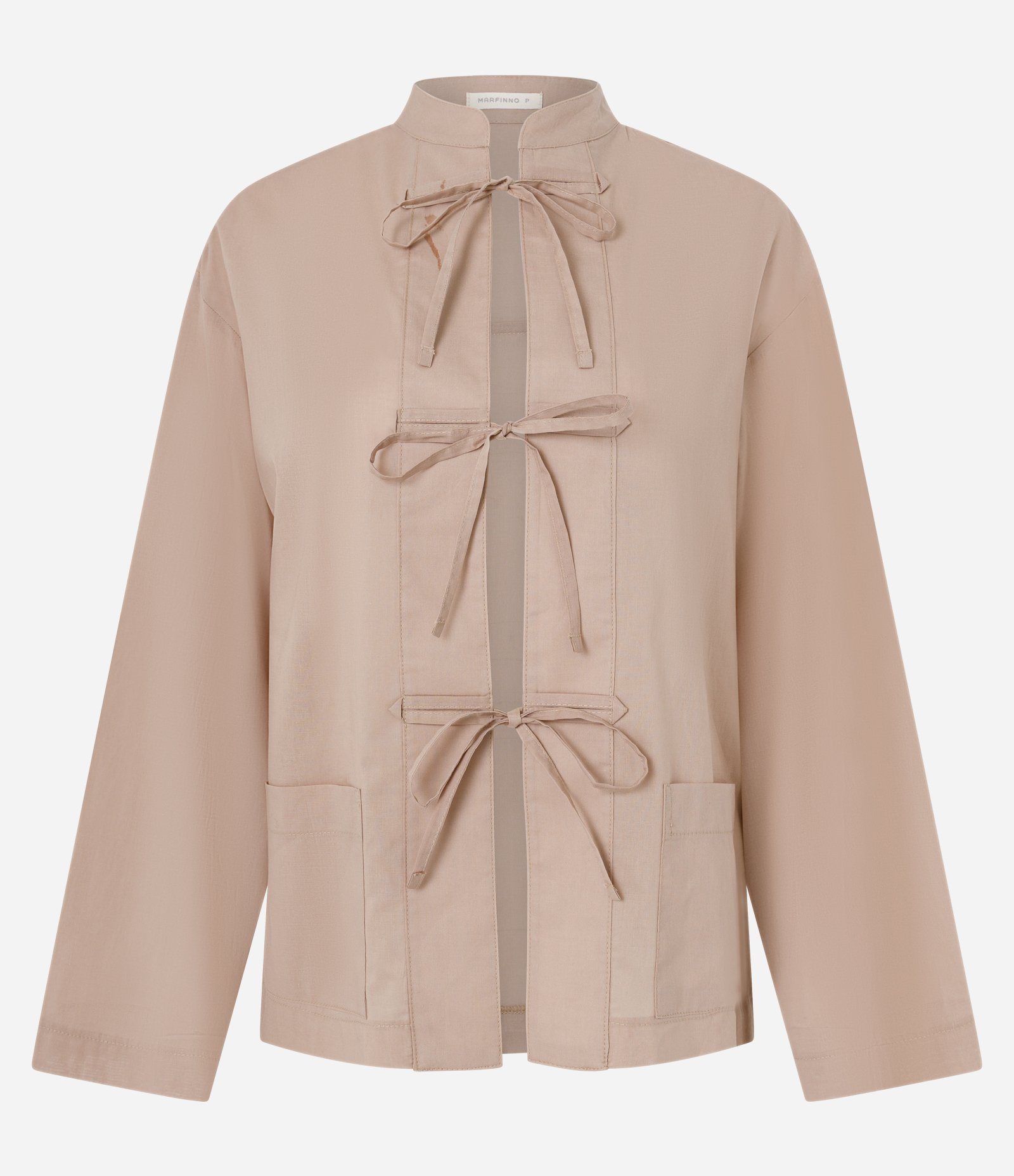 Blusa Kimono em Algodão com Amarração Oriental Frontal Bege 5