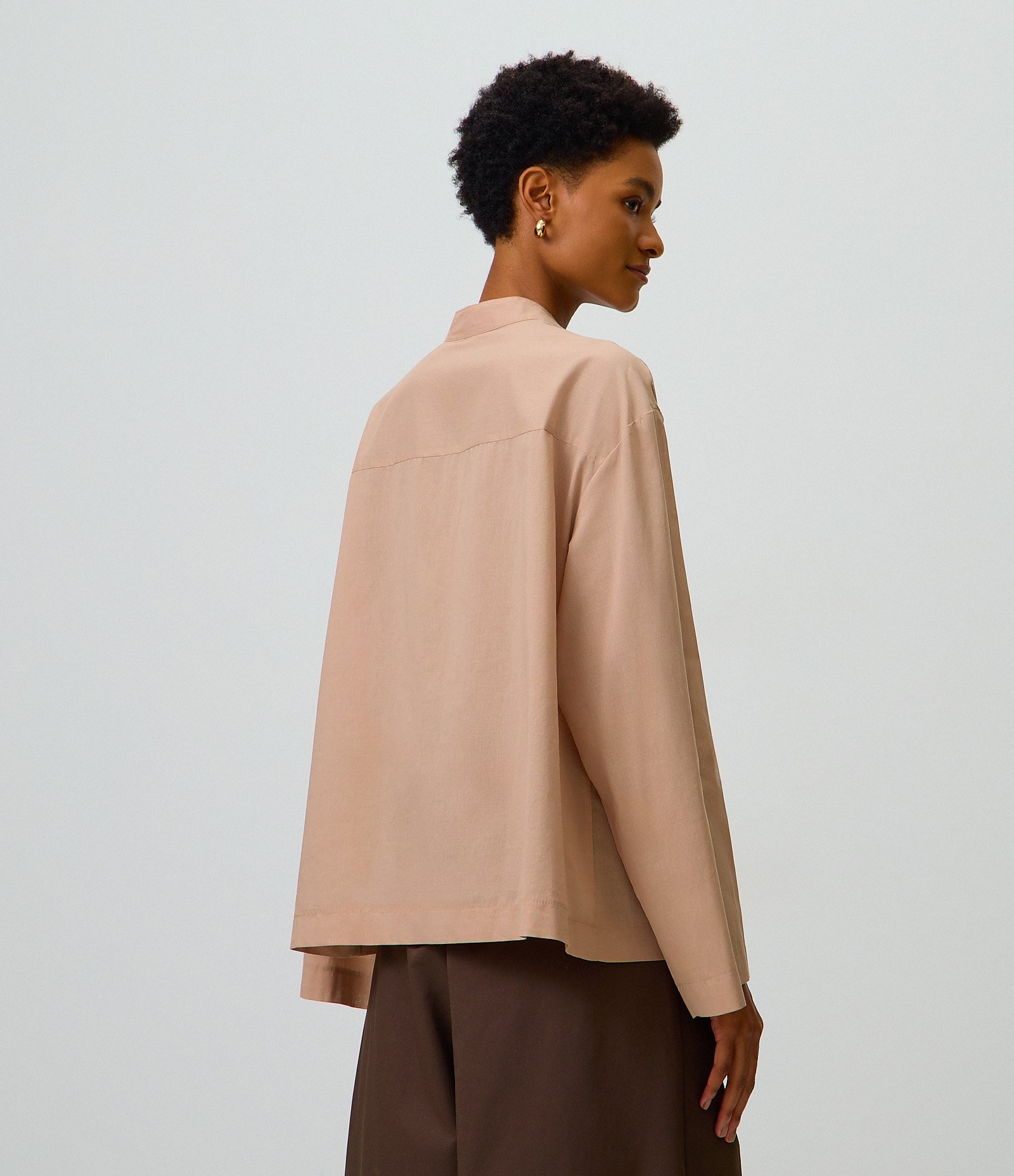 Blusa Kimono em Algodão com Amarração Oriental Frontal Bege 3