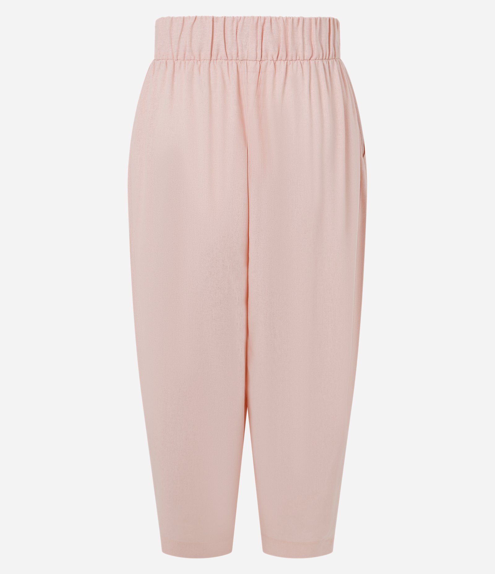 Calça Pantacourt em Viscolinho com Cós Elástico e Amarração Rosa Claro 7