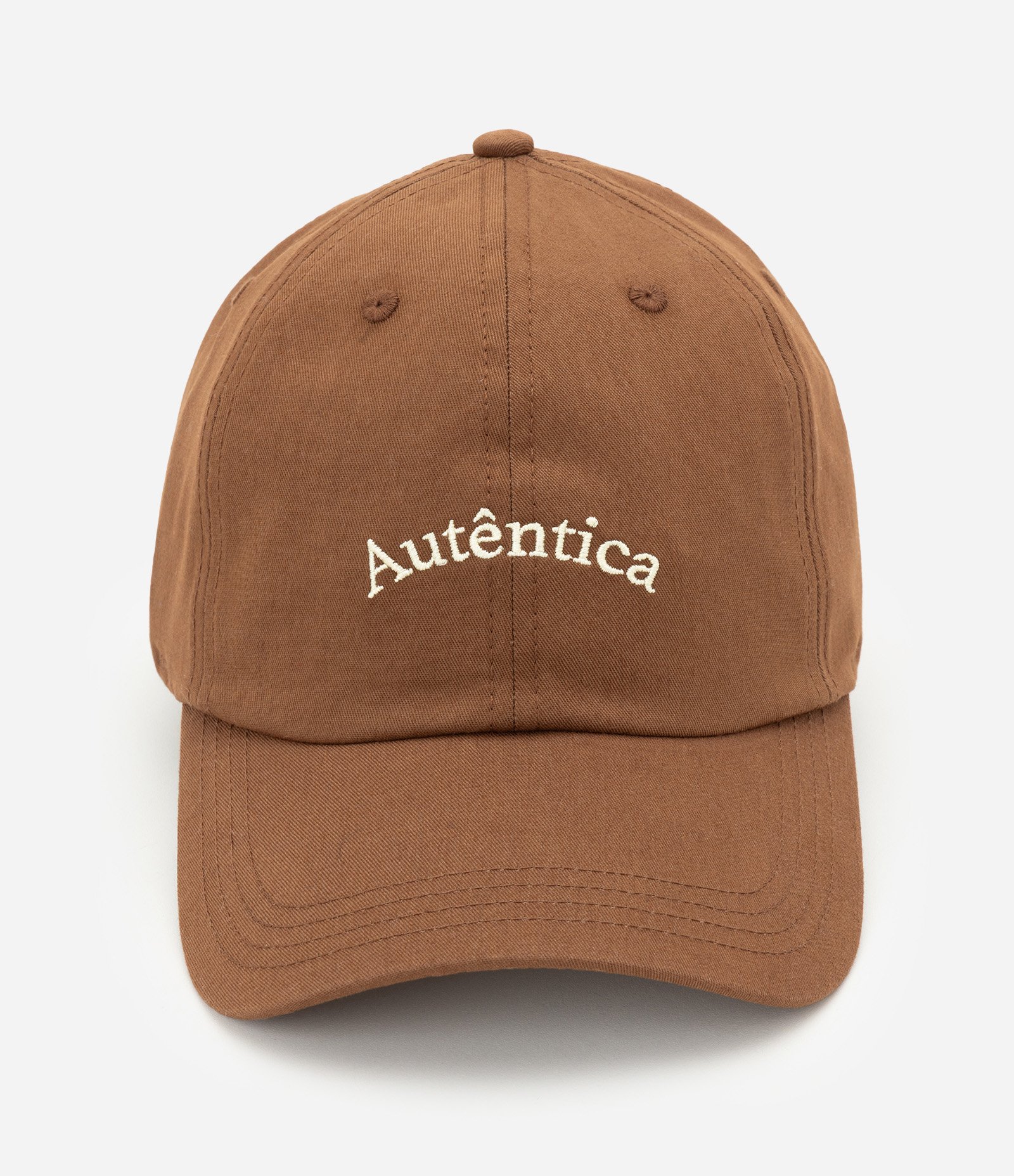 Boné em Sarja com Lettering Bordado Autêntica Curve & Plus Size Marrom 1