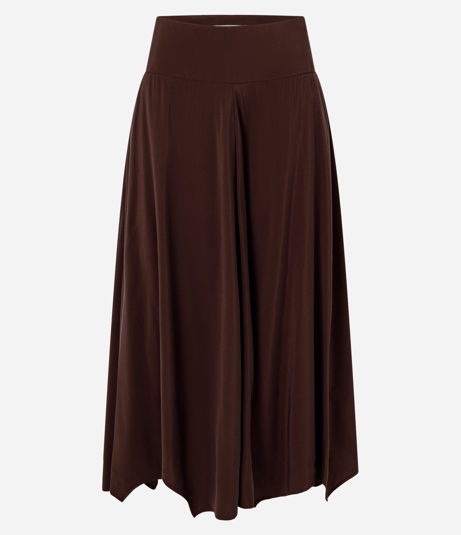 Saia Midi em Viscose com Barra de Pontas Marrom 1