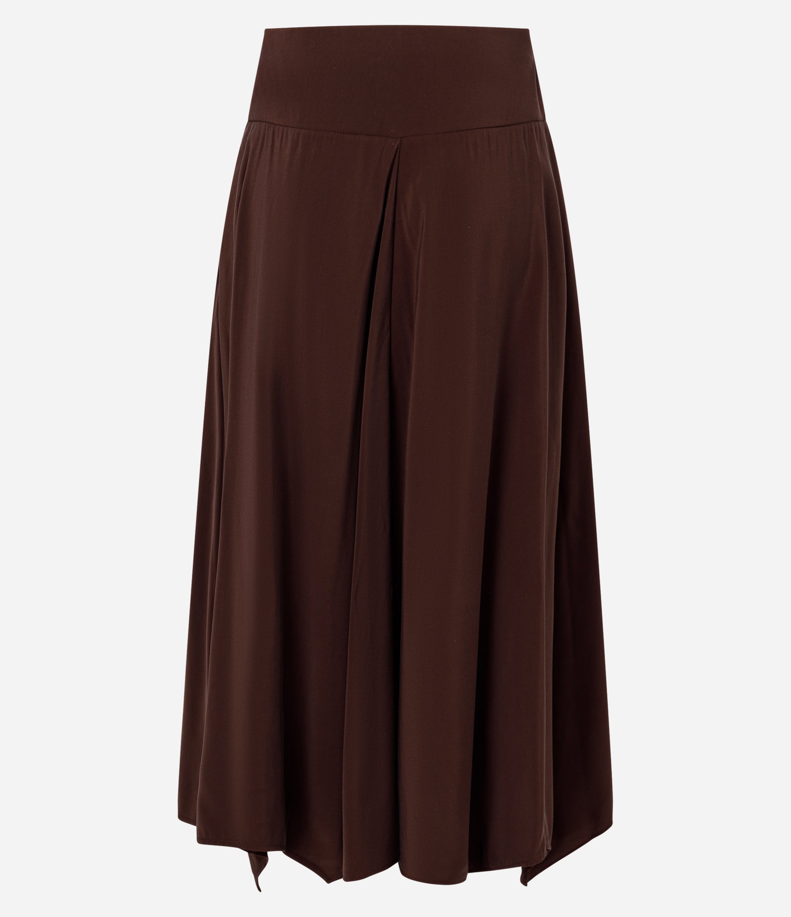 Saia Midi em Viscose com Barra de Pontas Marrom 2