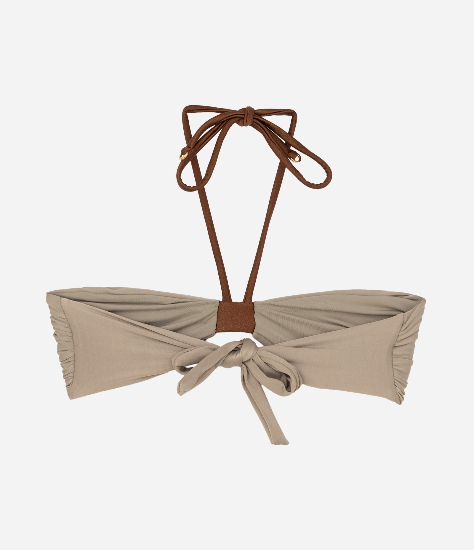 Biquíni Top Bandeau com Amarração no Pescoço em Microfibra Cinza 2