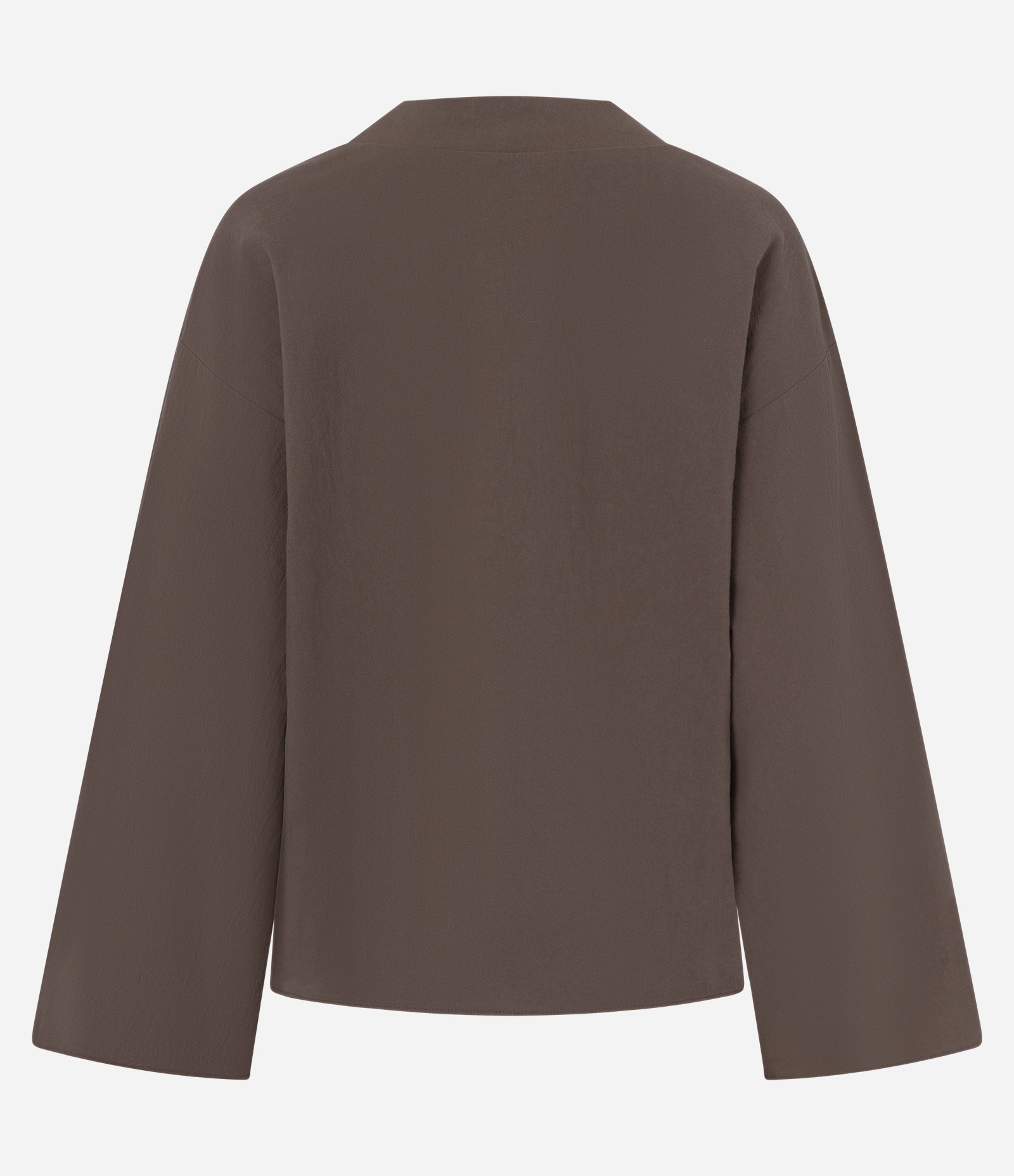 Blusa Transpassada em Algodão com Manga Ampla e Fechamento Único Marrom 7
