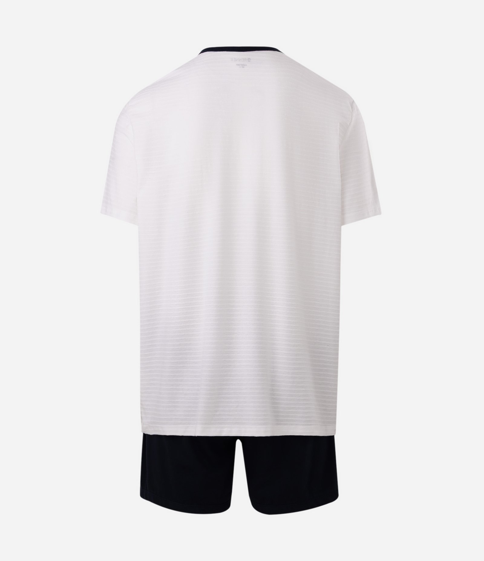 Pijama Curto em Algodão com Gola Henley Branco 2