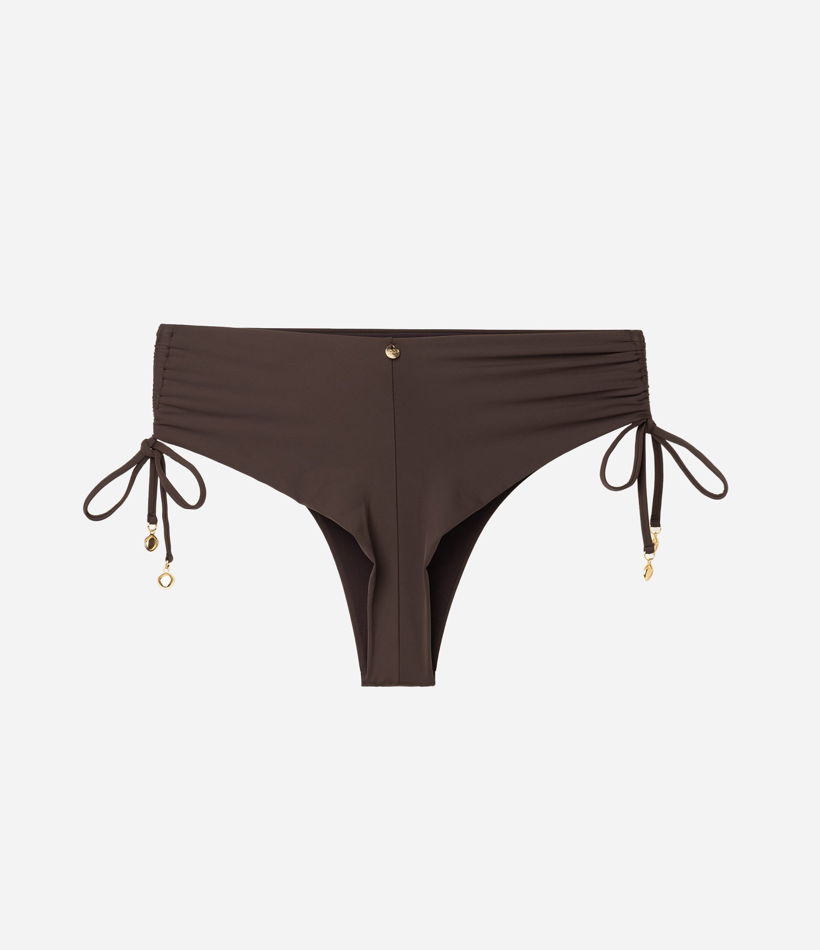 Biquíni Calcinha Hot Pants com Franzido e Amarrações Laterais Marrom 2