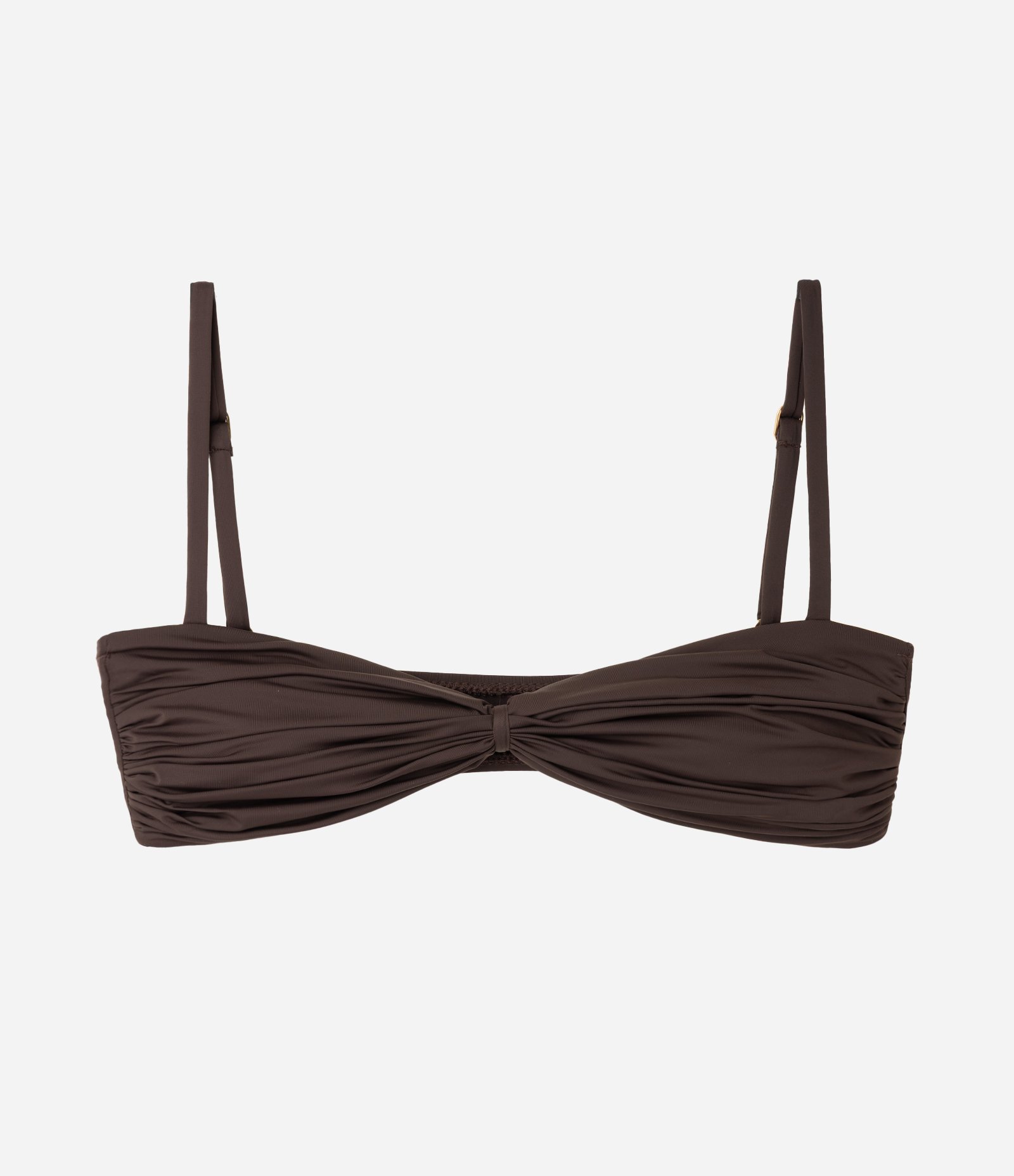 Biquíni Top Bandeau Franzido em Microfibra Marrom 1