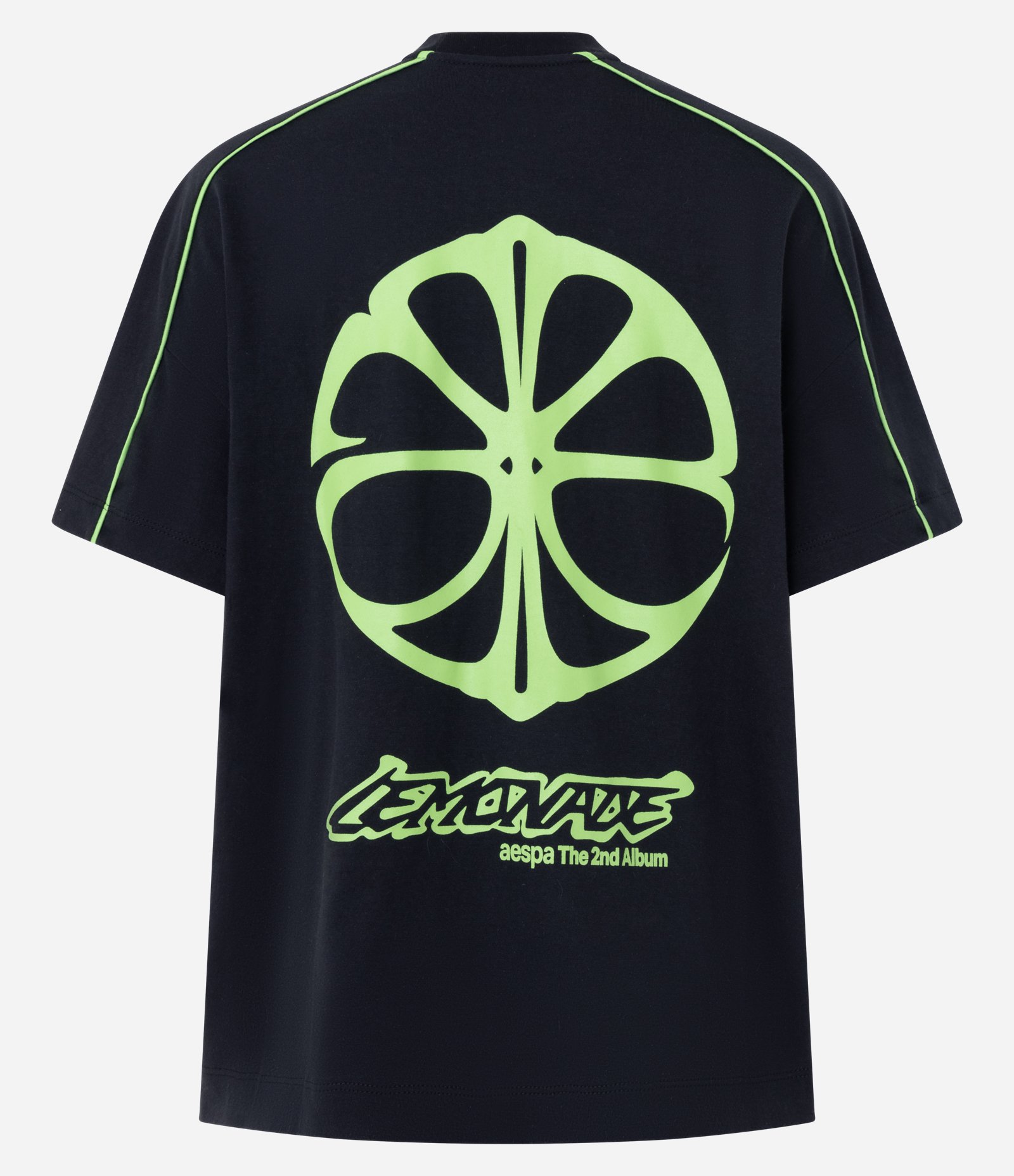 Camiseta Manga Curta com Estampa AESPA e Detalhes Contrastantes Preto 6