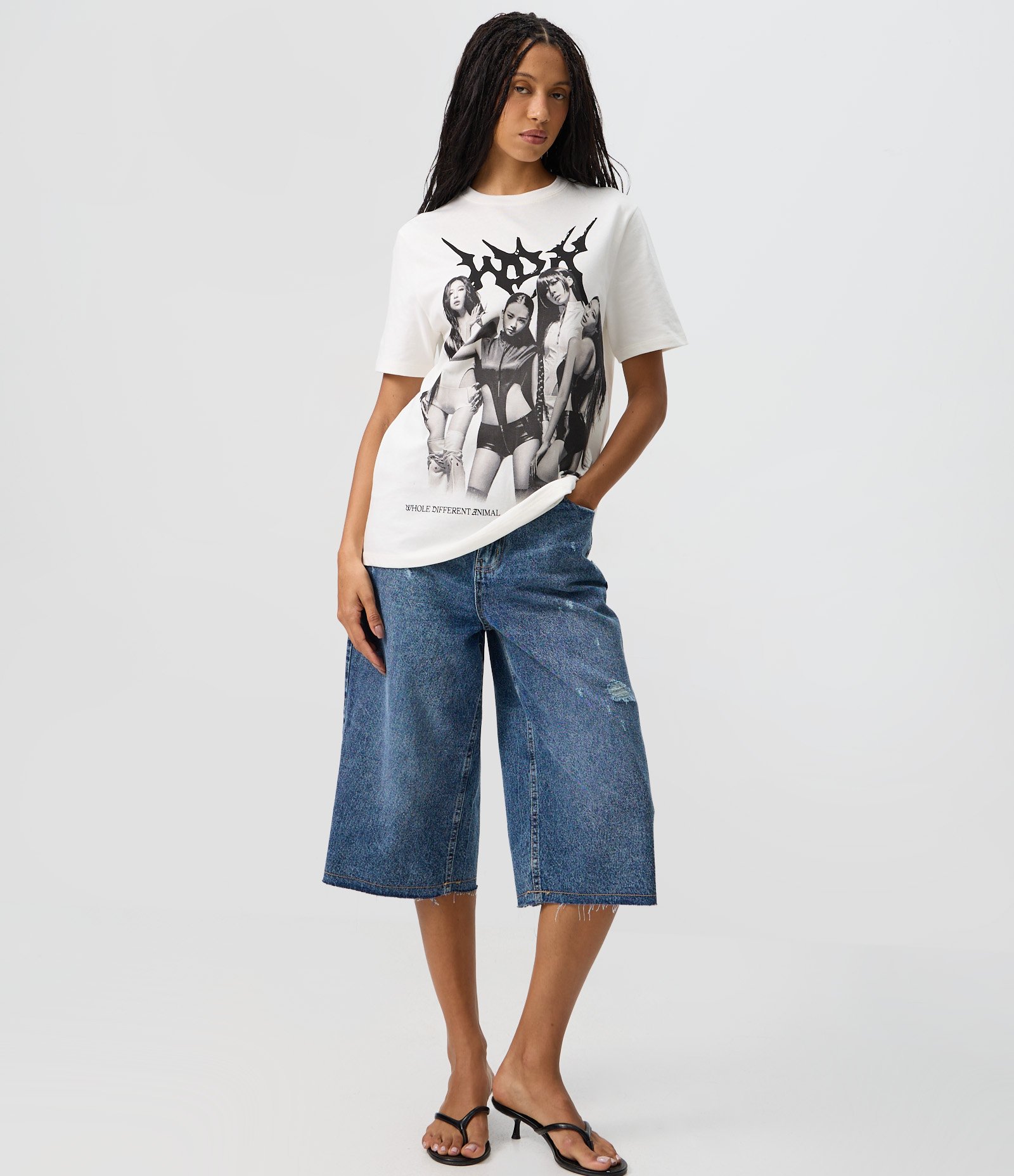 Camiseta em Algodão com Estampa AESPA e Manga Curta Branco 2