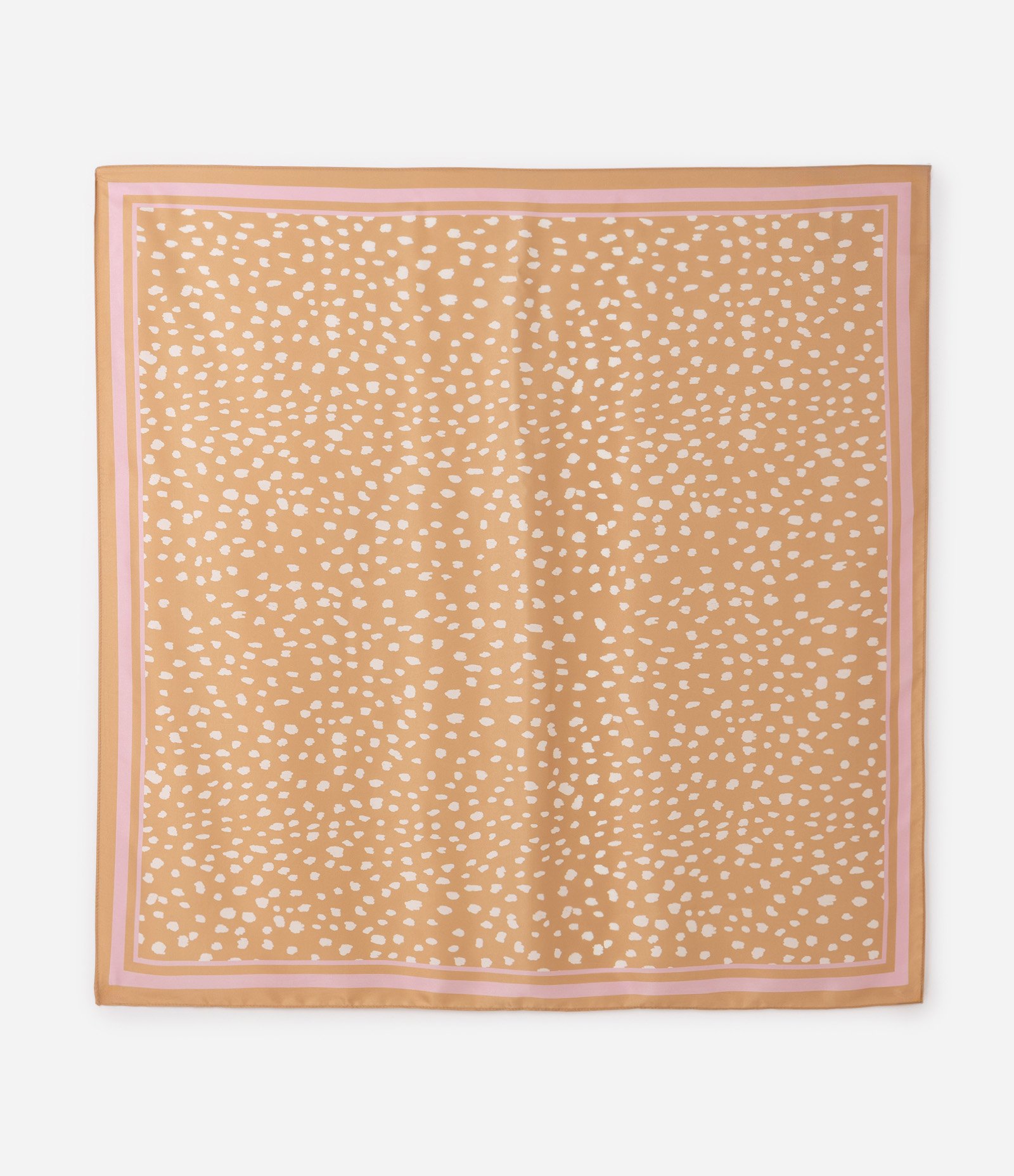Lenço Quadrado em Cetim com Estampa Animal Print Bambi Marrom 1