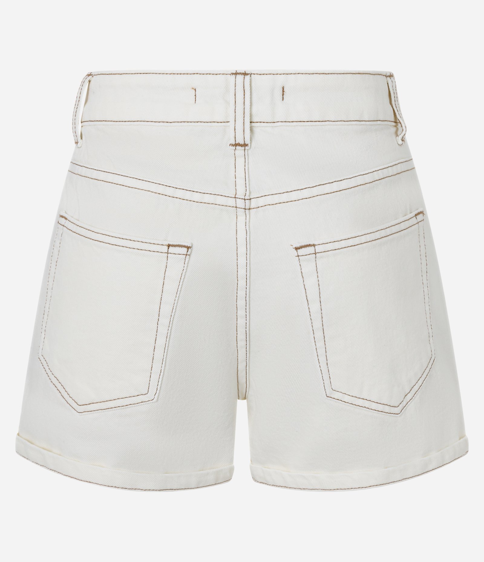 Short em Sarja com Barra Dobrada e Pingente de Pérola Branco 3
