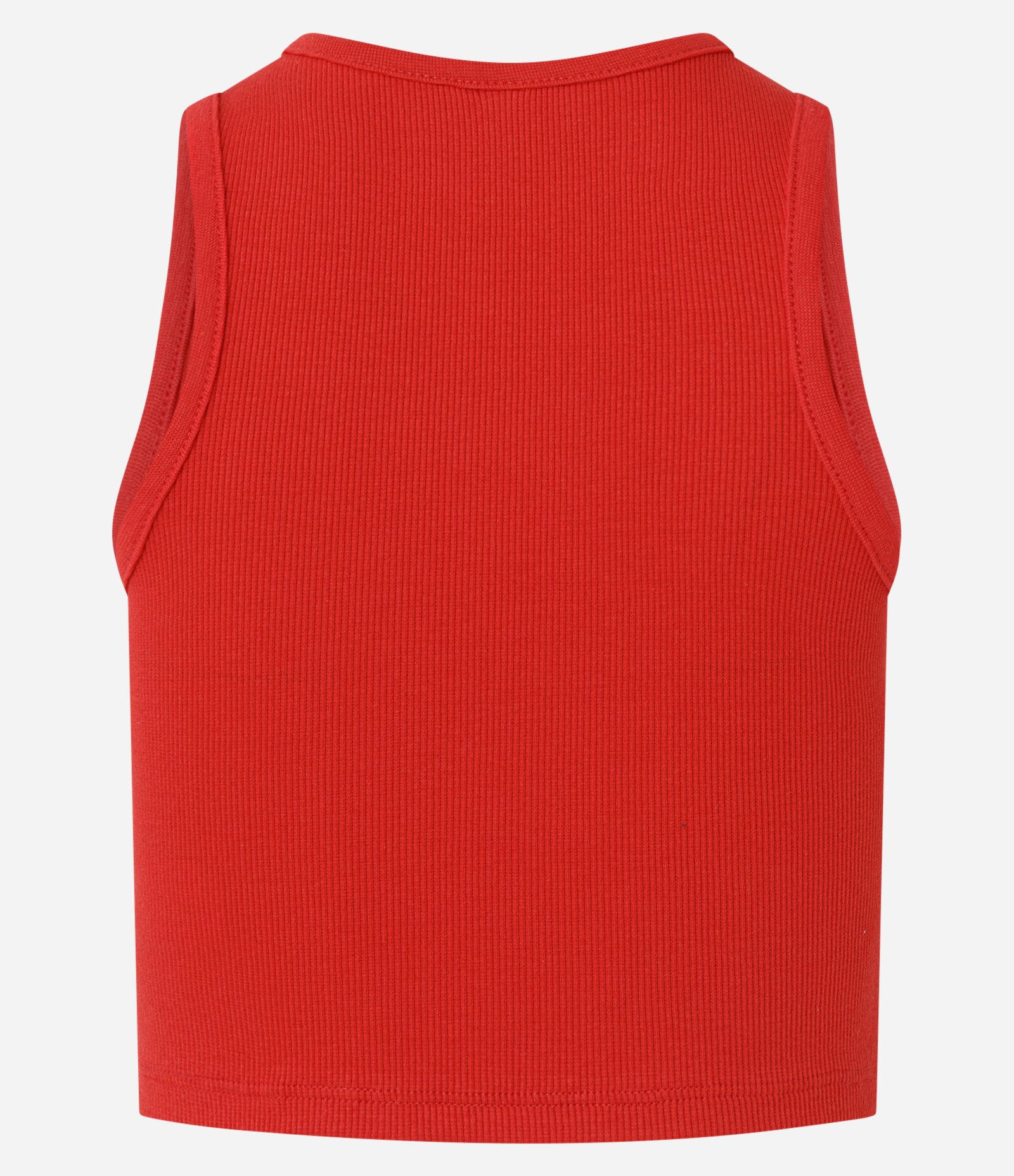 Regata Cropped Canelada Em Algodão com Gola Redonda Vermelho 2