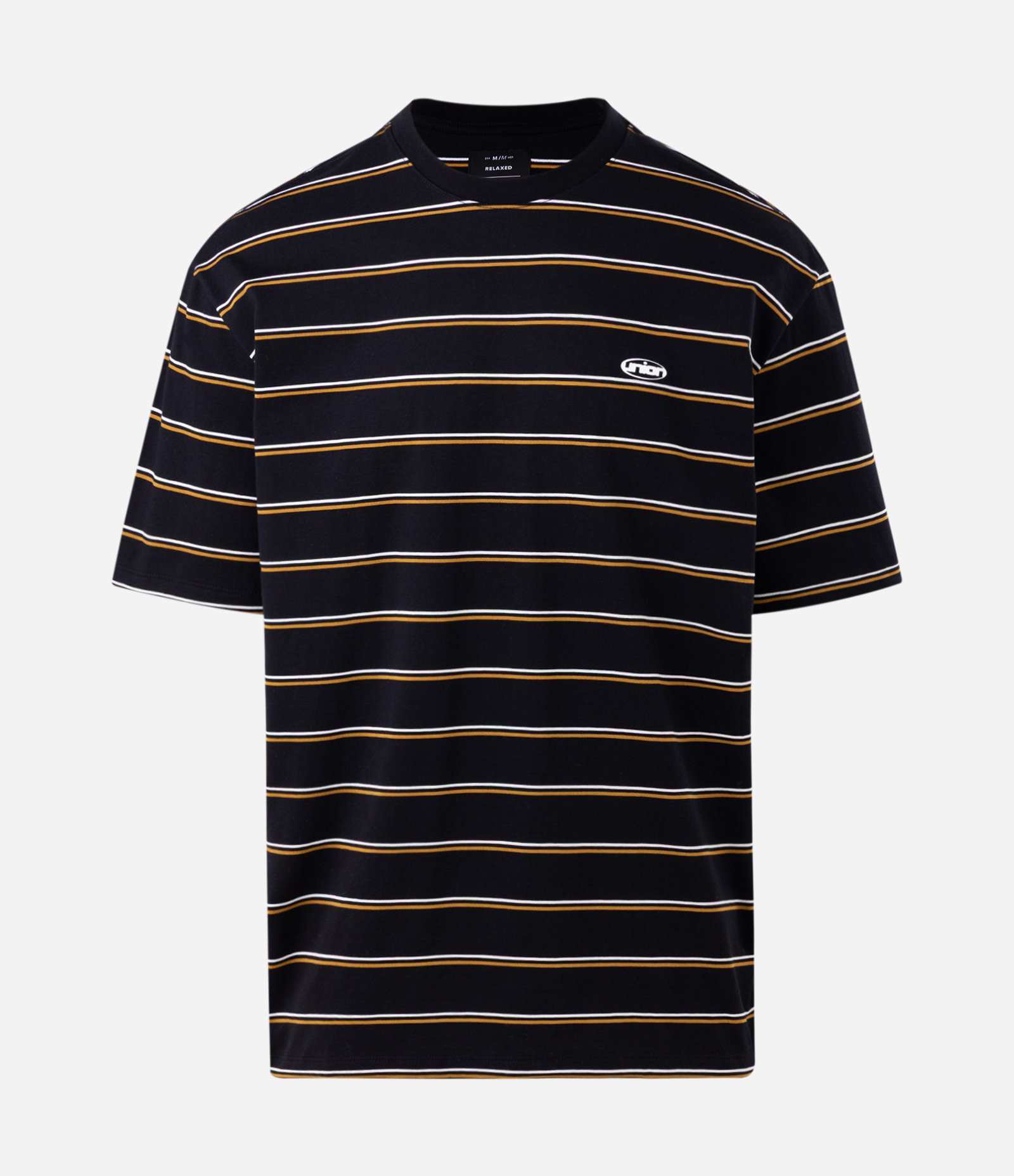 Camiseta Relaxed em Algodão com Listras Finas e Bordado Preto 6