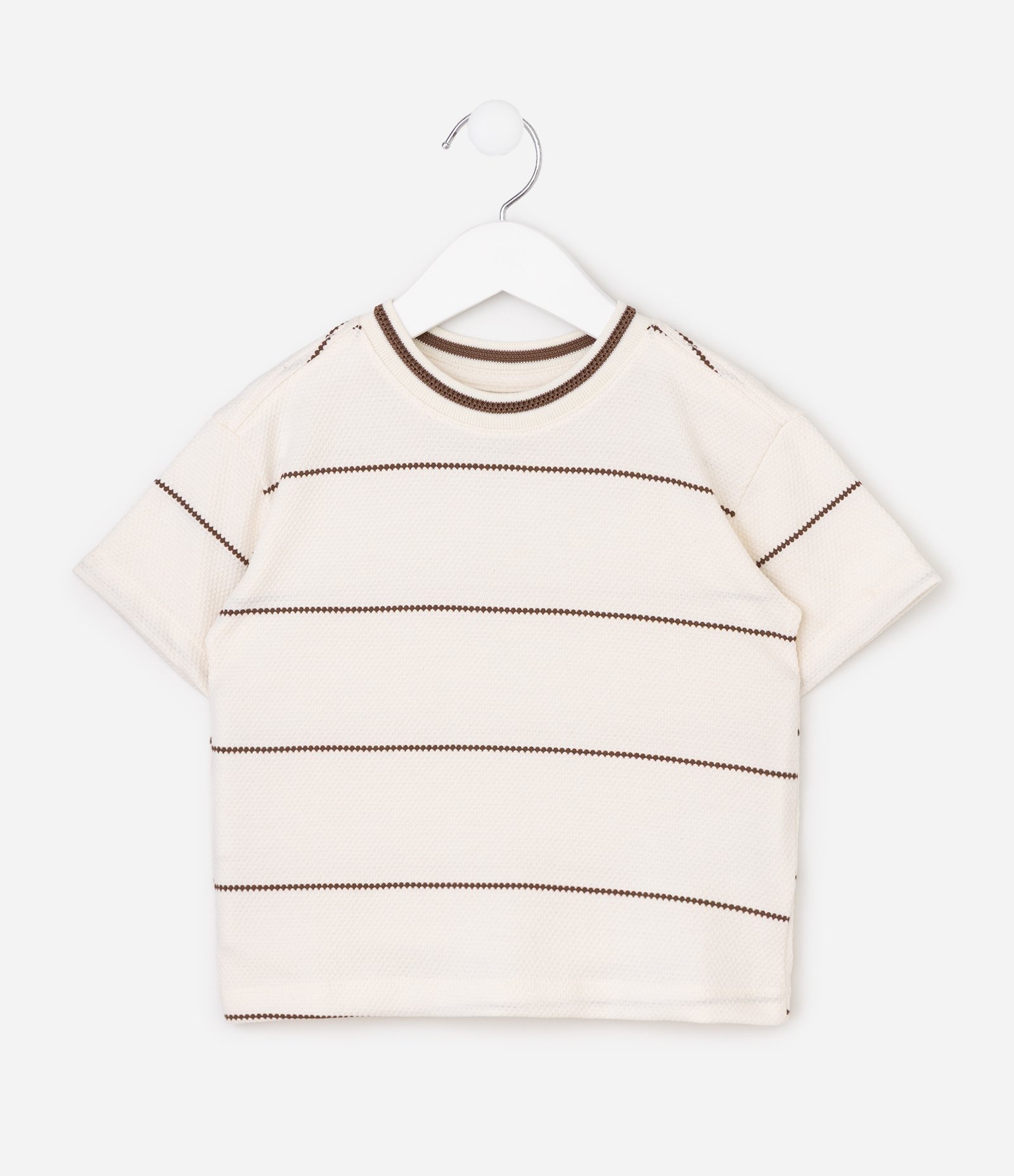 Camiseta Infantil Em Algodão Com Listras - Tam 1 a 6 Anos Branco 3