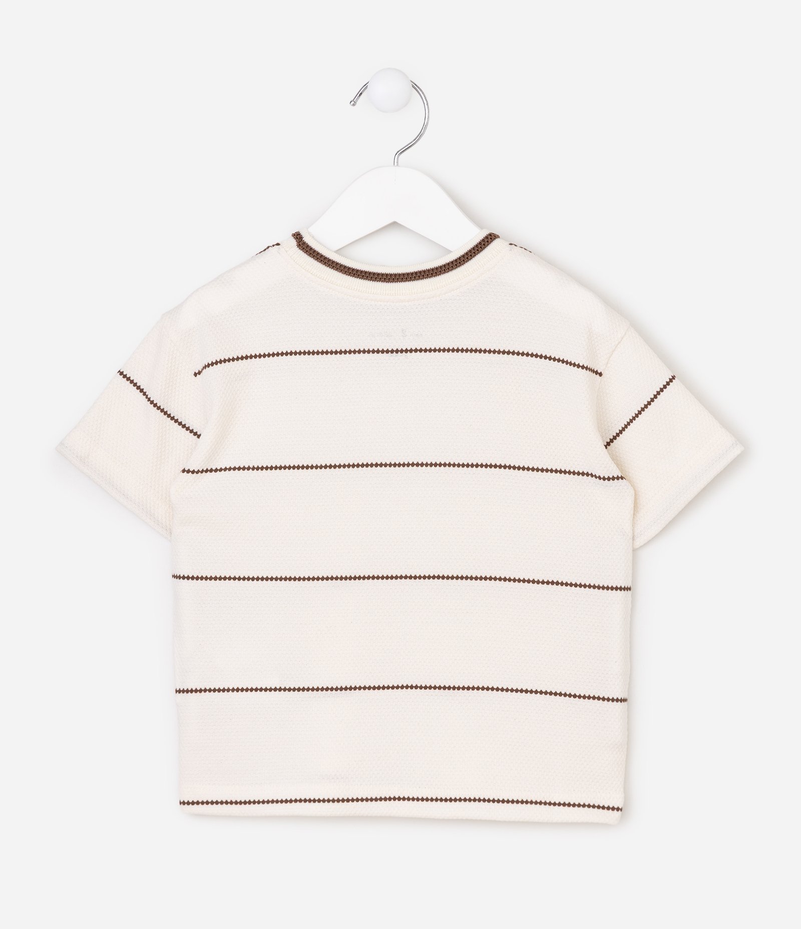 Camiseta Infantil Em Algodão Com Listras - Tam 1 a 6 Anos Branco 4