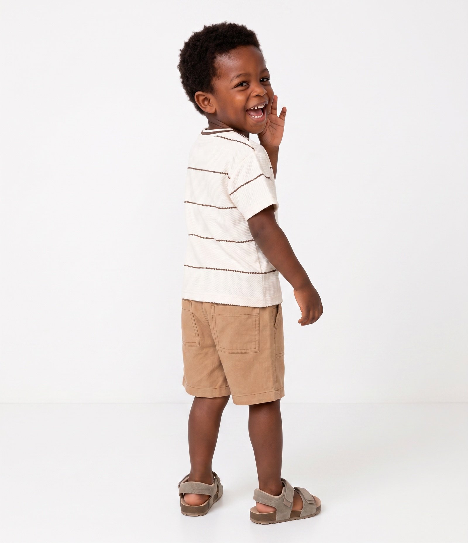 Camiseta Infantil Em Algodão Com Listras - Tam 1 a 6 Anos Branco 7