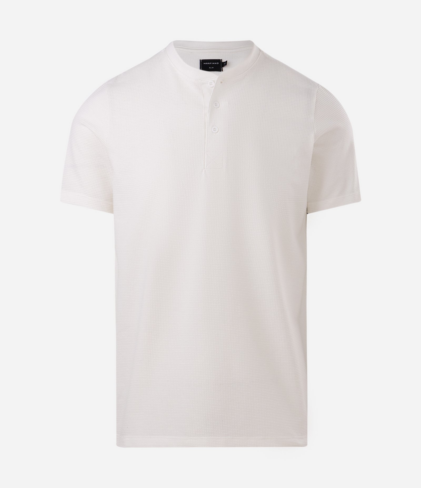 Camiseta Slim com Gola Henley e Textura Piquet Branco 5