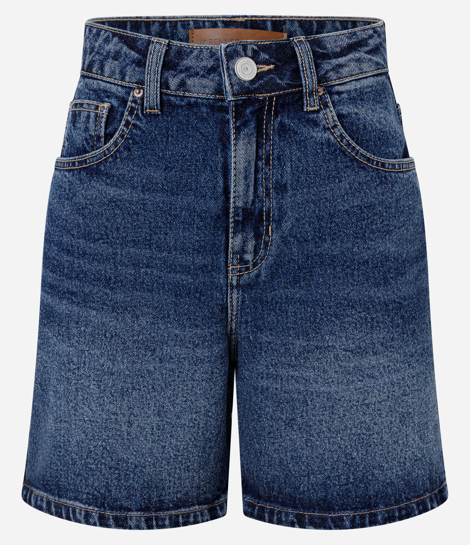 Short Jeans Premium com Modelagem Midi Azul Médio 1