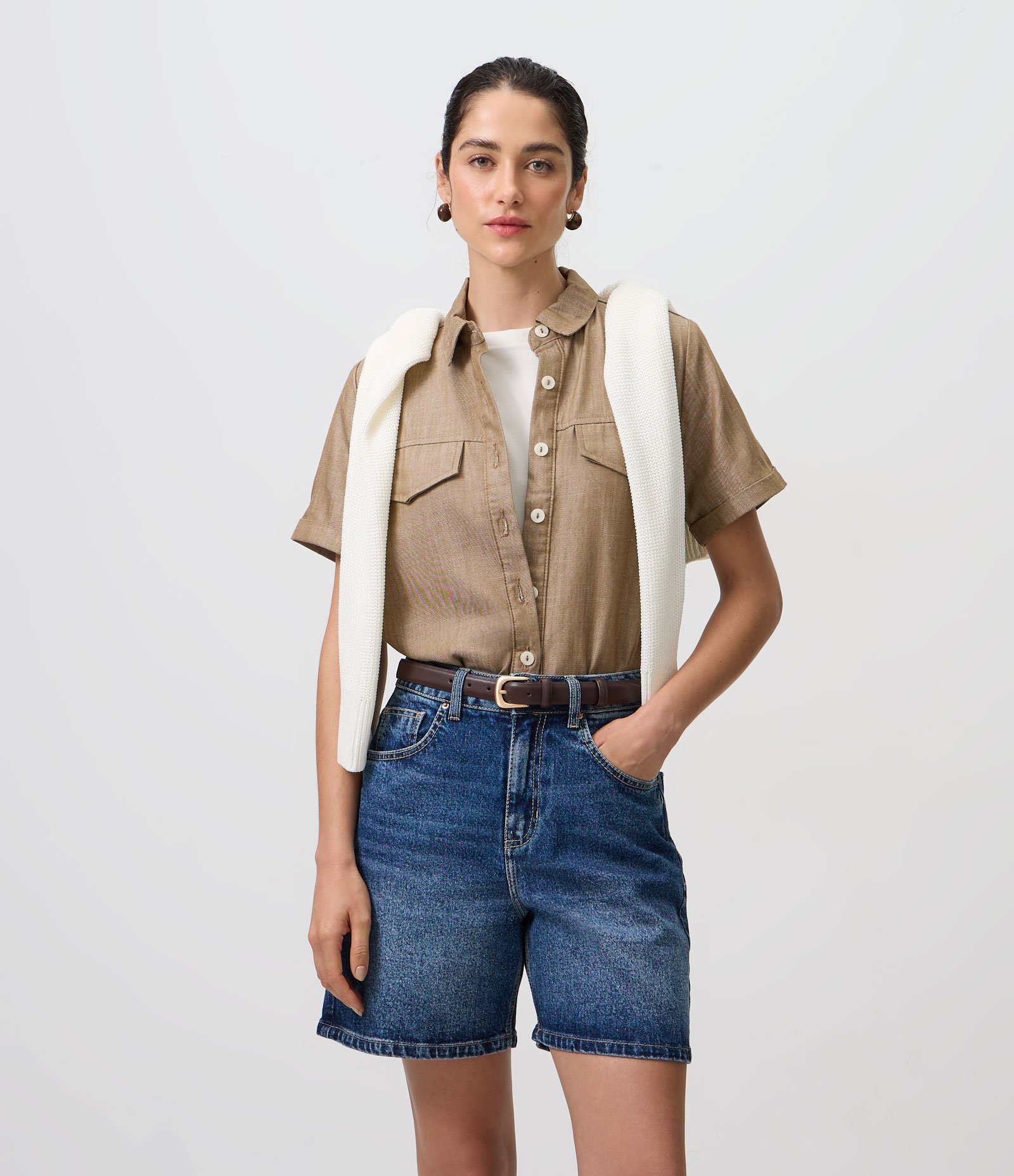 Short Midi em Jeans Premium Azul Médio 3