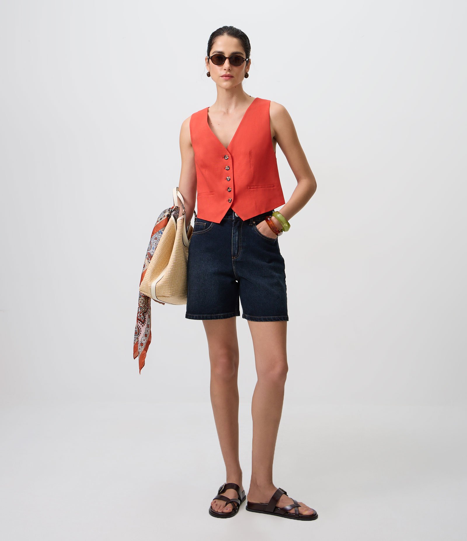 Short Midi em Jeans Premium Azul Escuro 1
