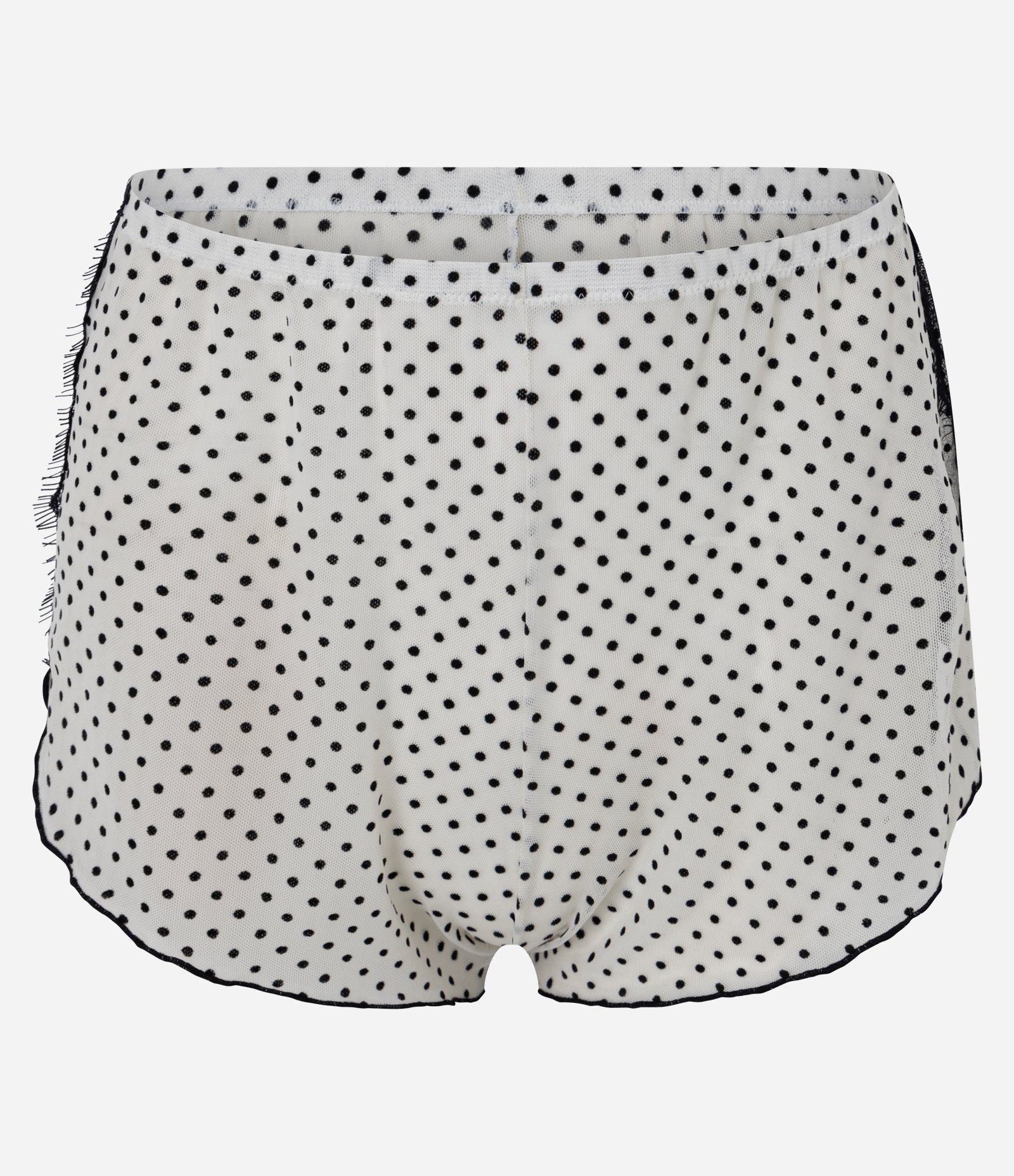 Pijama Short Doll em Tule Poá com Renda Off White 8