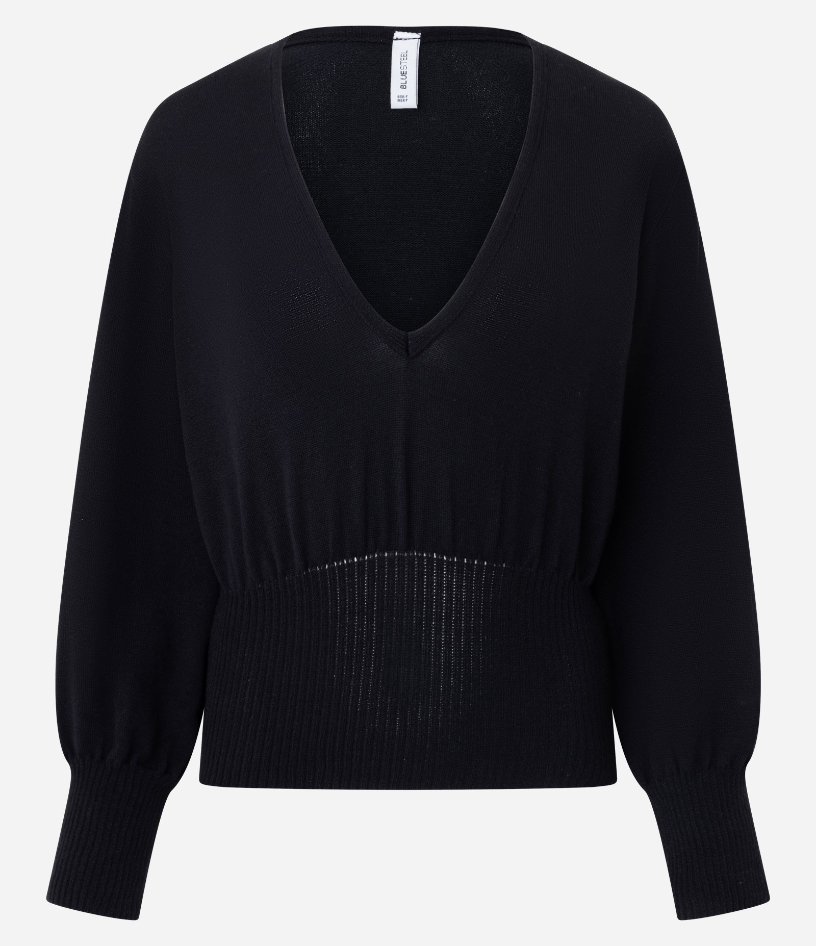 Blusa em Tricô com Decote V Profundo Preto 5