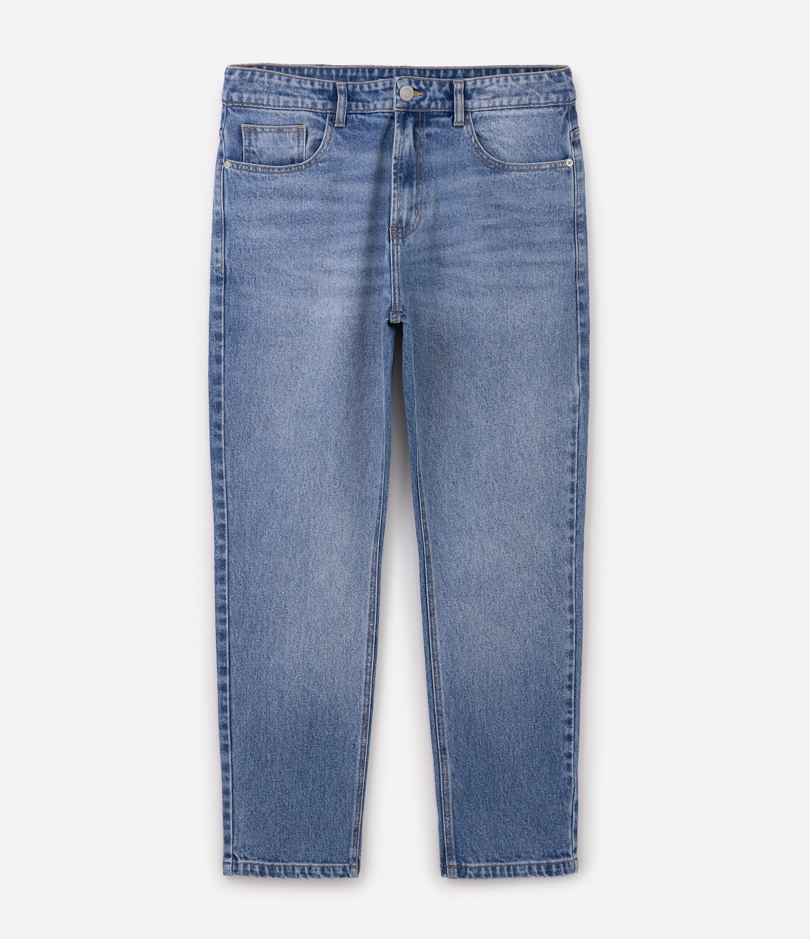 Calça Tapered Jeans com Lavagem Tradicional Azul Claro 1