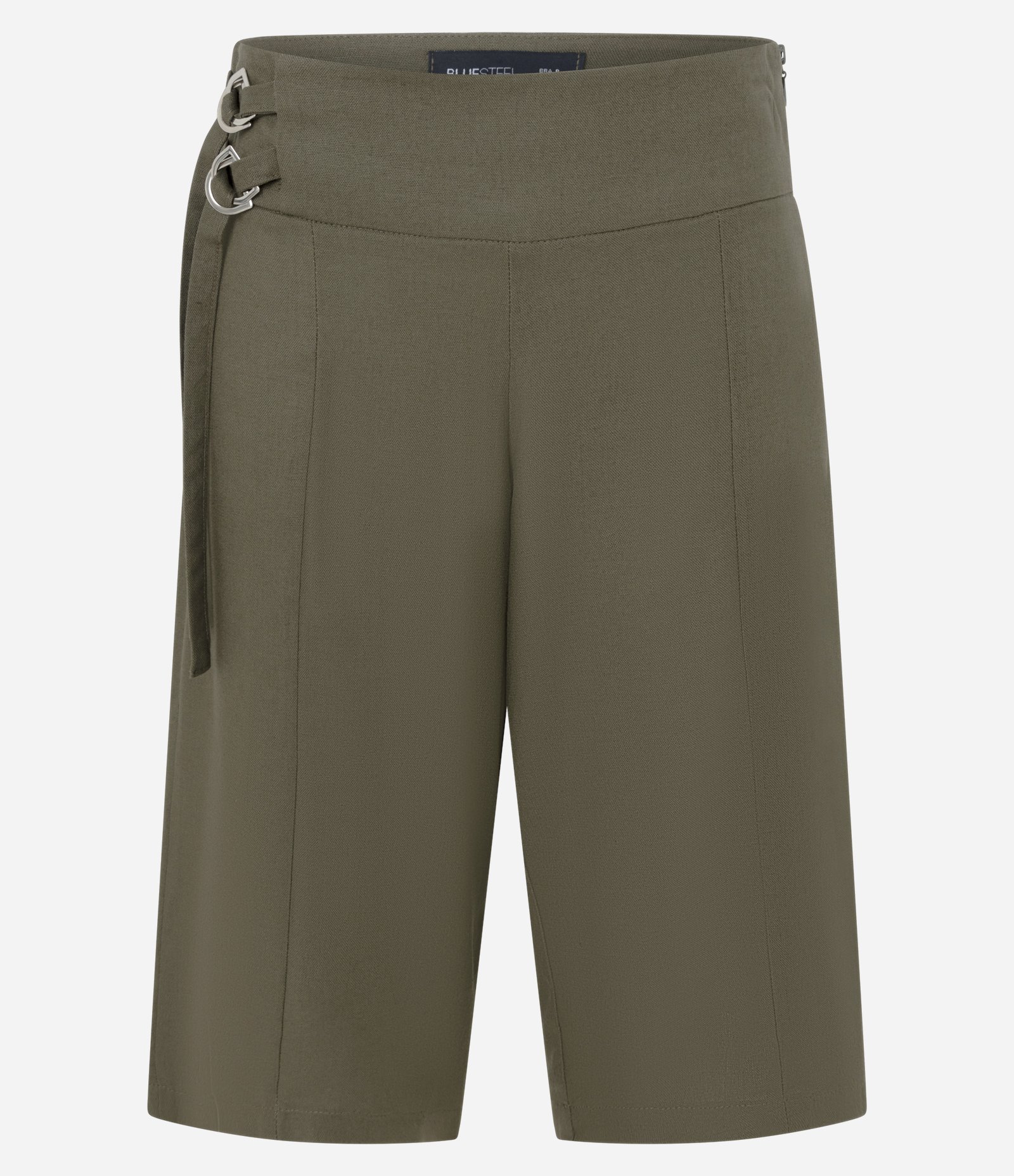 Calça Capri em Viscolinho com Fivelas Laterais e Cintura Baixa Verde 1