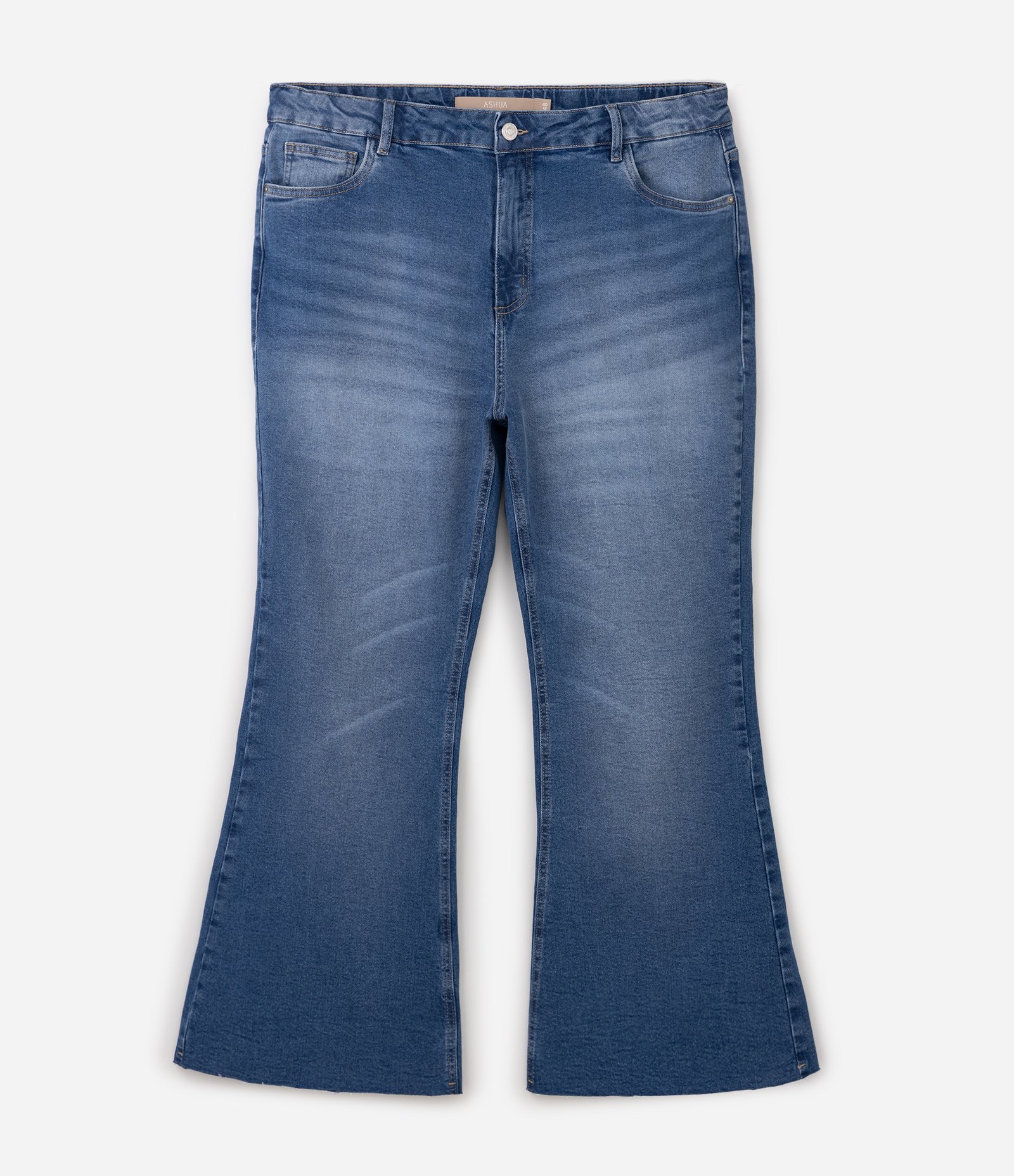 Calça Boot Cut em Jeans com Elastano e Barra a Fio Curve & Plus Size Azul 7