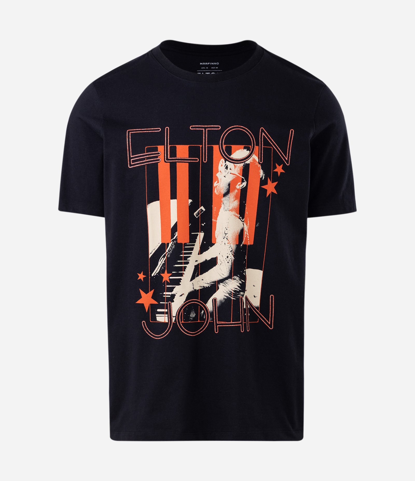 Camiseta Regular em Algodão do Elton John Preto 5