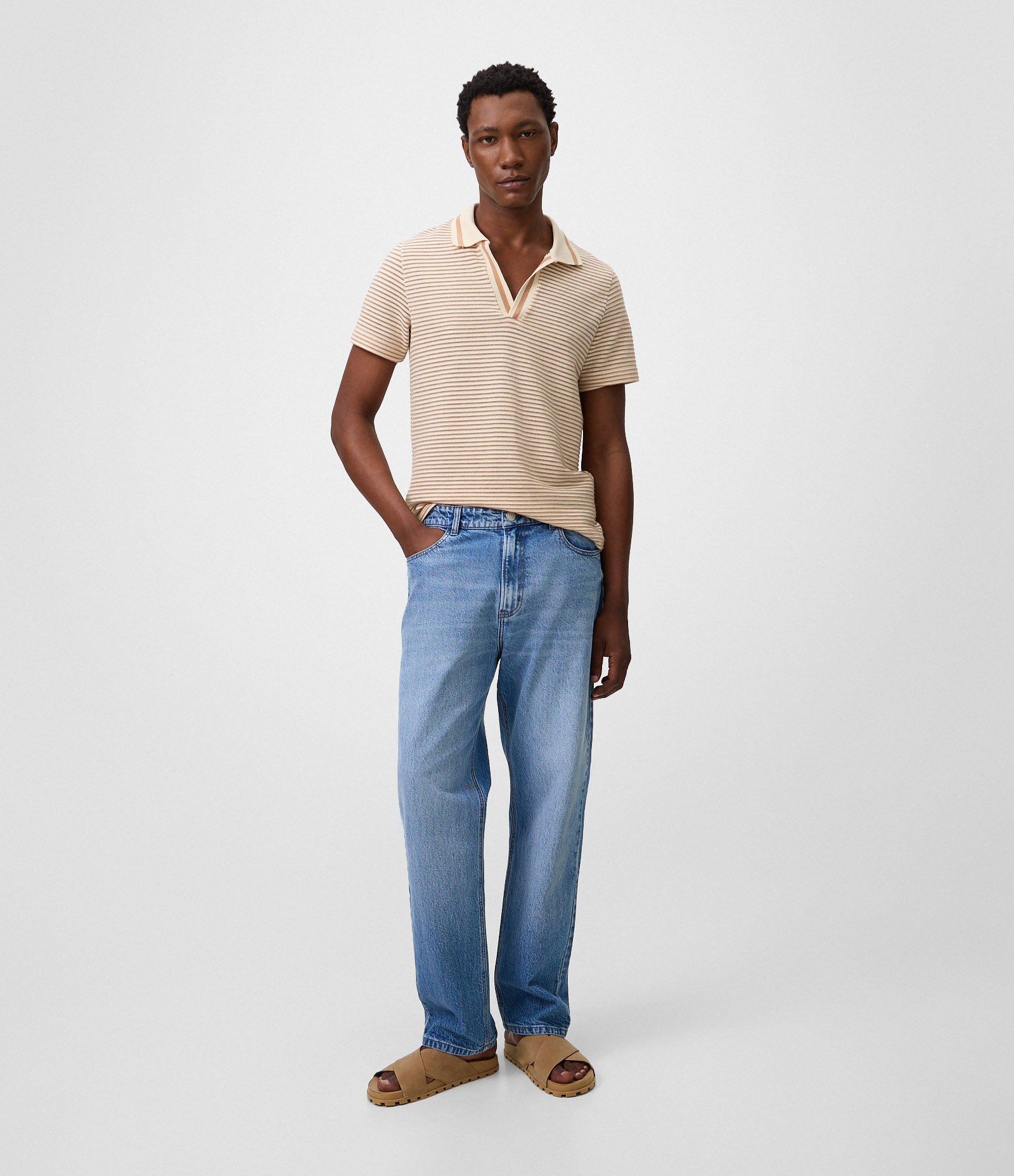 Calça Reta em Jeans com Lavagem Vintage Azul 1